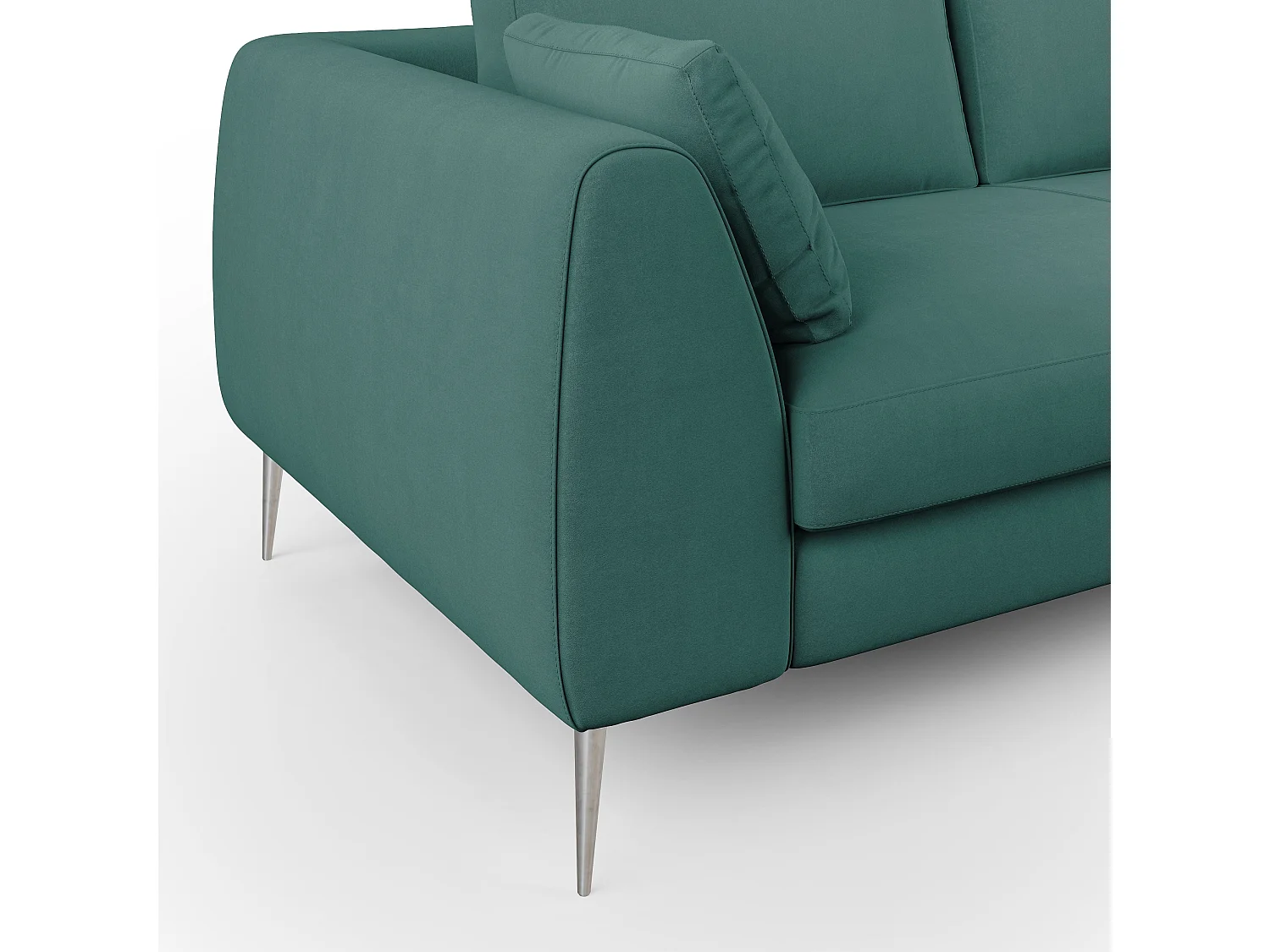 Plano modernes Sofa aus abwaschbarer technischer Mikrofaser T11 216 cm petrol