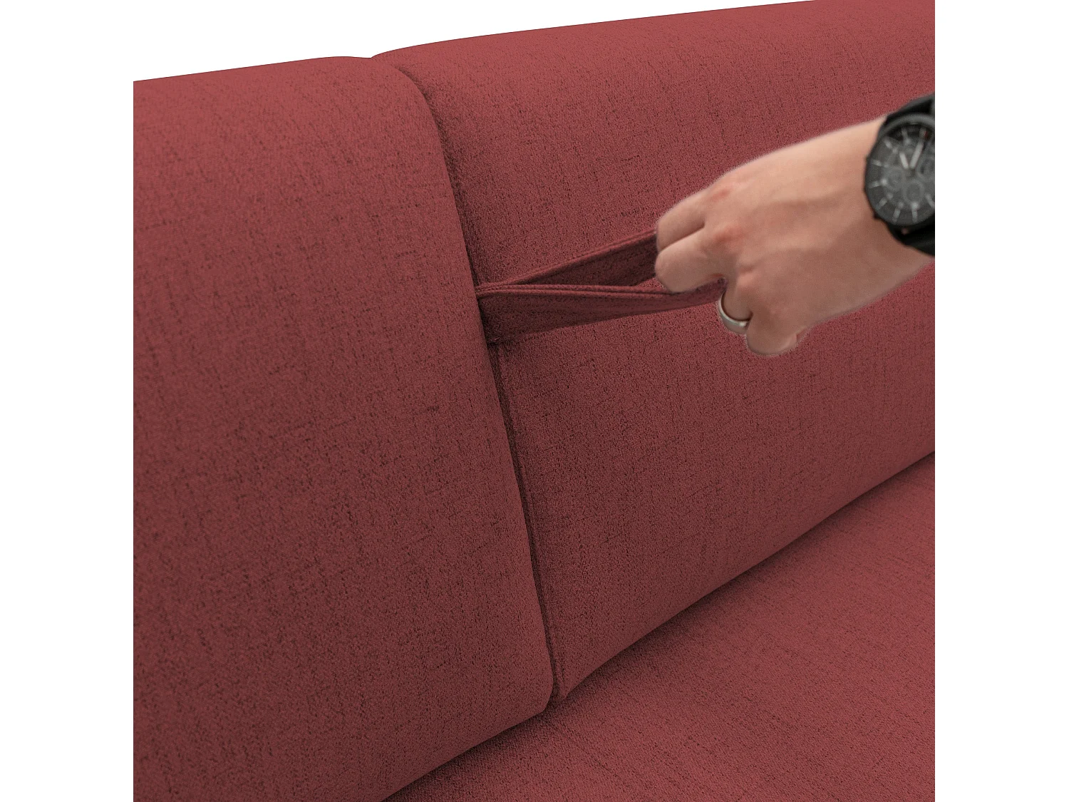 Duna Sofá cama convertible con colchón de 20 cm de tela suave flameada e impermeable 195 cm (mat. 140x197) Rojo