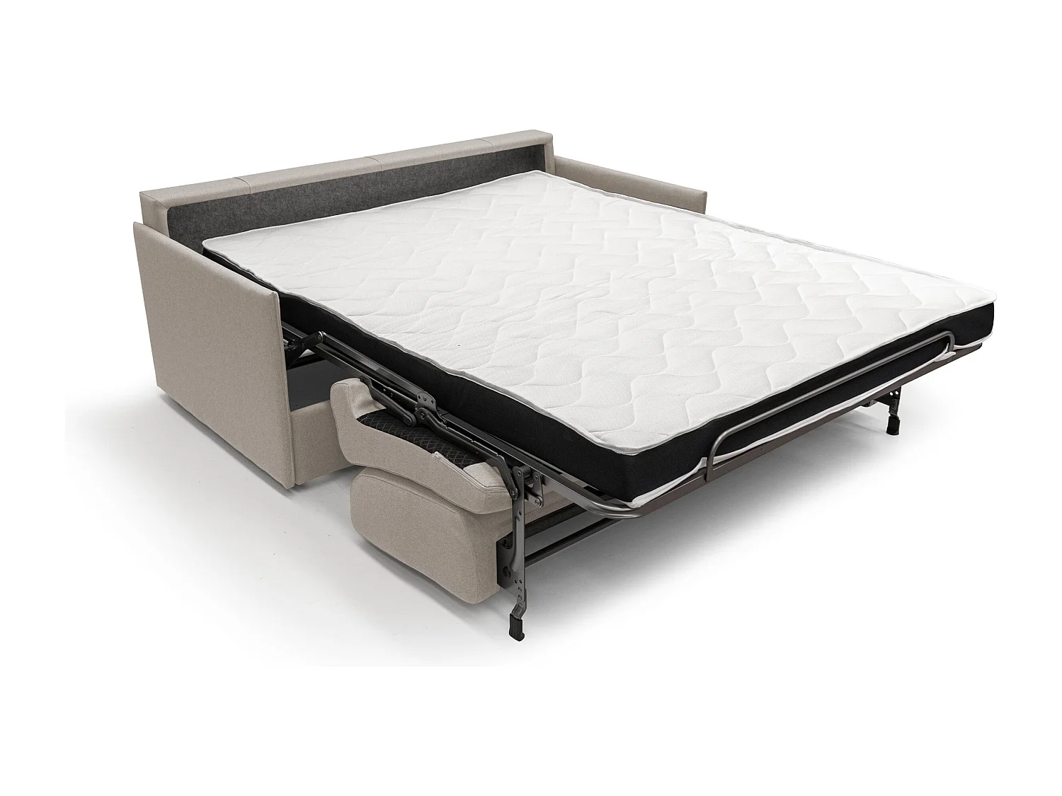 Evans Sofá cama convertible en tela impermeable 149 cm (mat. 120x197) Crema