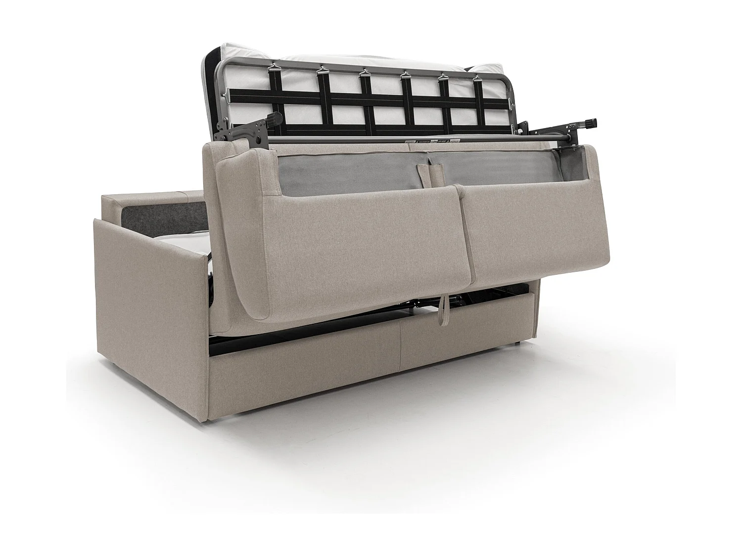 Evans Sofá cama convertible en tela impermeable 149 cm (mat. 120x197) Crema