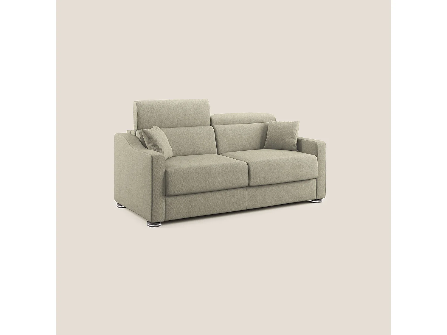Amber Schlafsofa aus schmutzabweisendem Stoff T05 211 cm (mat. 160x197)  creme