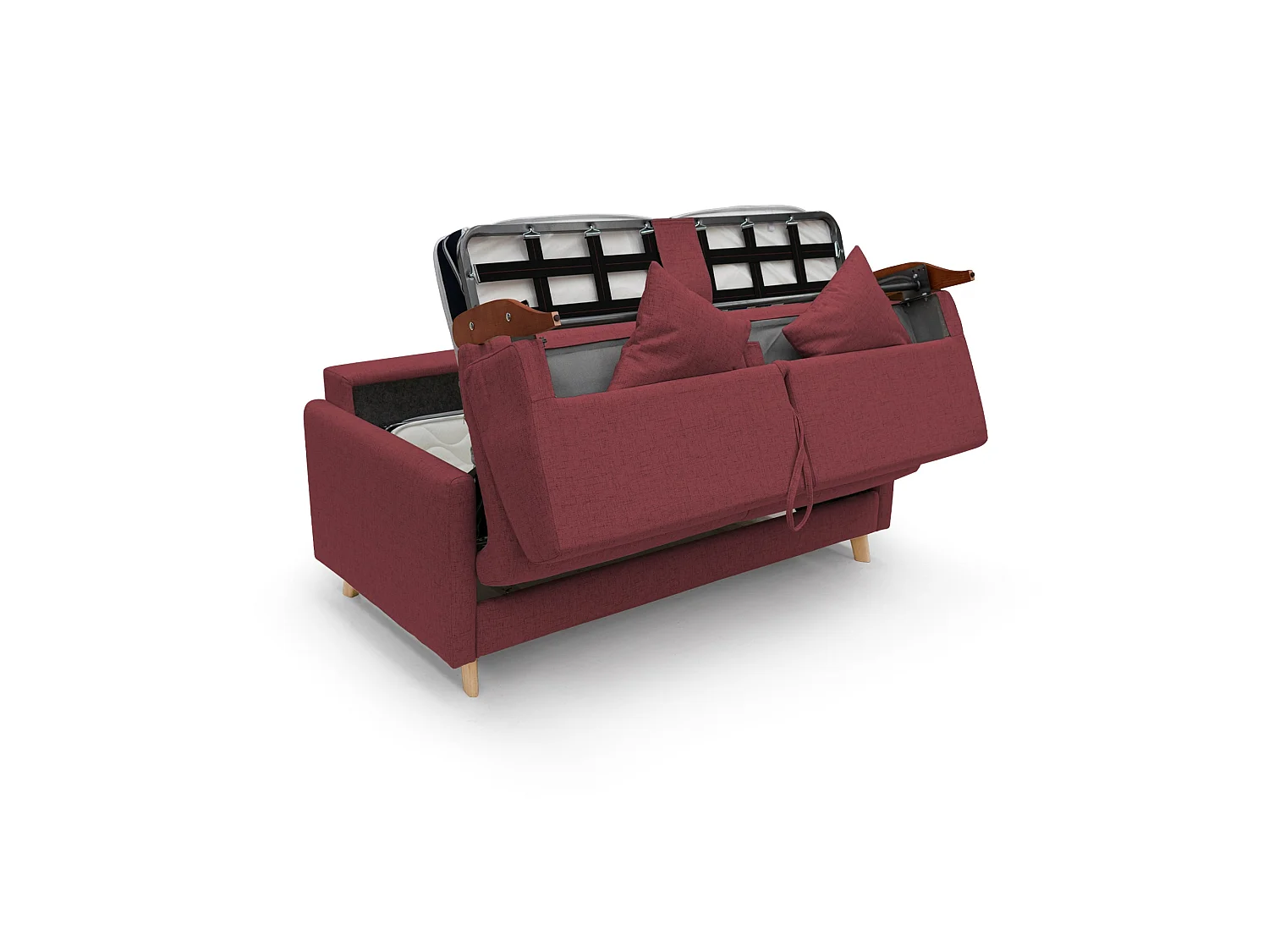 Edgar Sofá cama convertible en tela FELIS impermeable 180 cm (mat. 140x197) Rojo