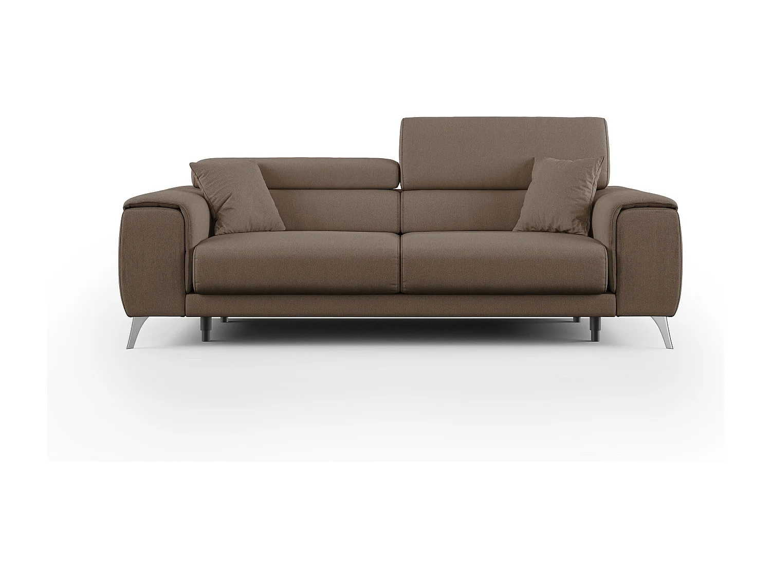 Fusion Sofa mit Schiebesitzen aus abwaschbarem Stoff T05 215 cm braun