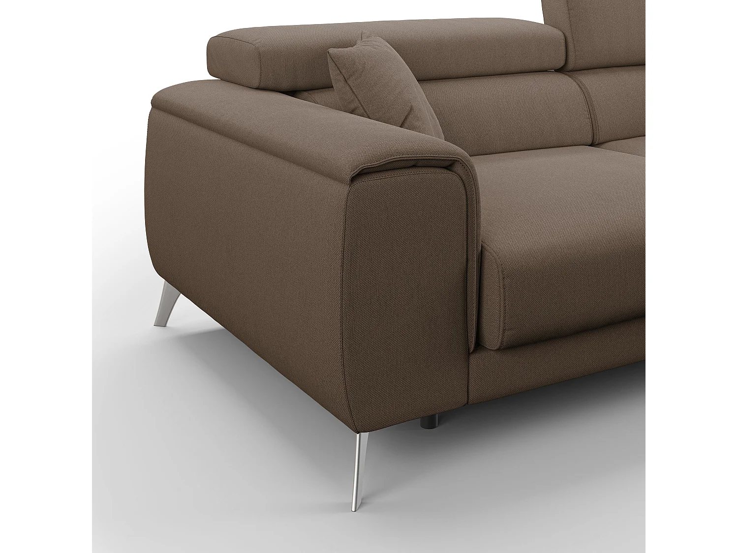 Fusion Sofa mit Schiebesitzen aus abwaschbarem Stoff T05 215 cm braun