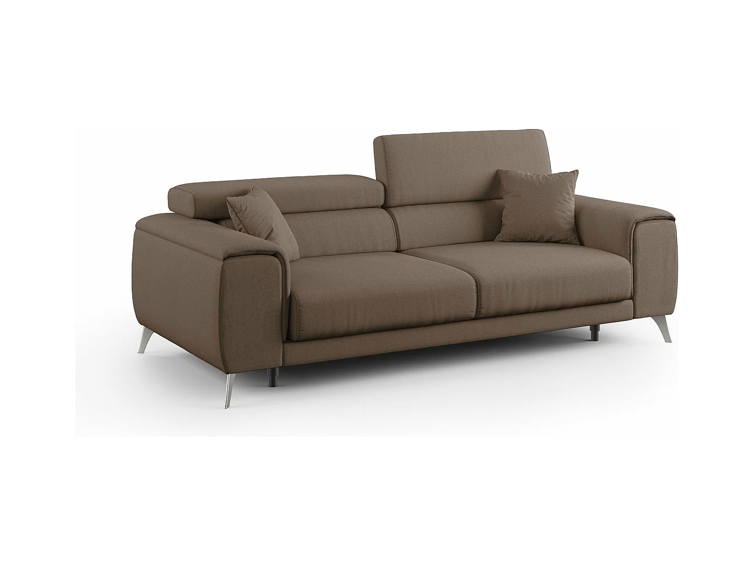 Fusion Canapé avec assises coulissantes en tissu doux antitache T05 215 cm brun