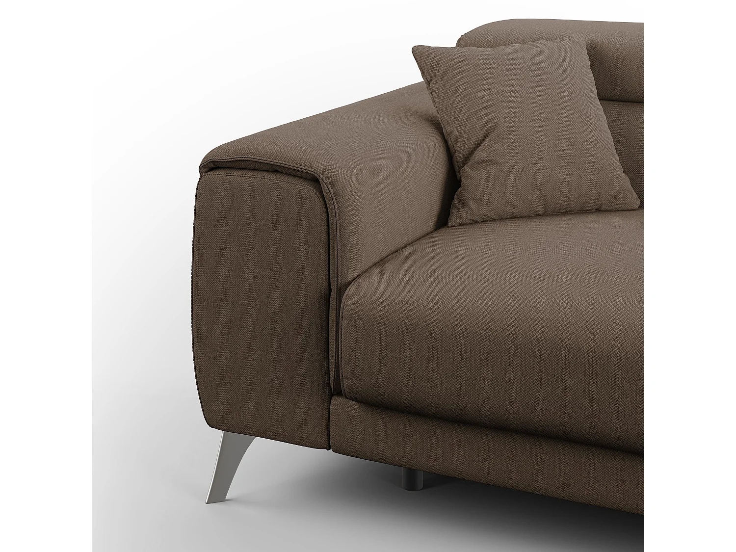 Fusion Sofa mit Schiebesitzen aus abwaschbarem Stoff T05 215 cm braun
