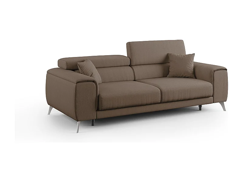 Fusion Canapé avec assises coulissantes en tissu doux antitache T05 215 cm brun