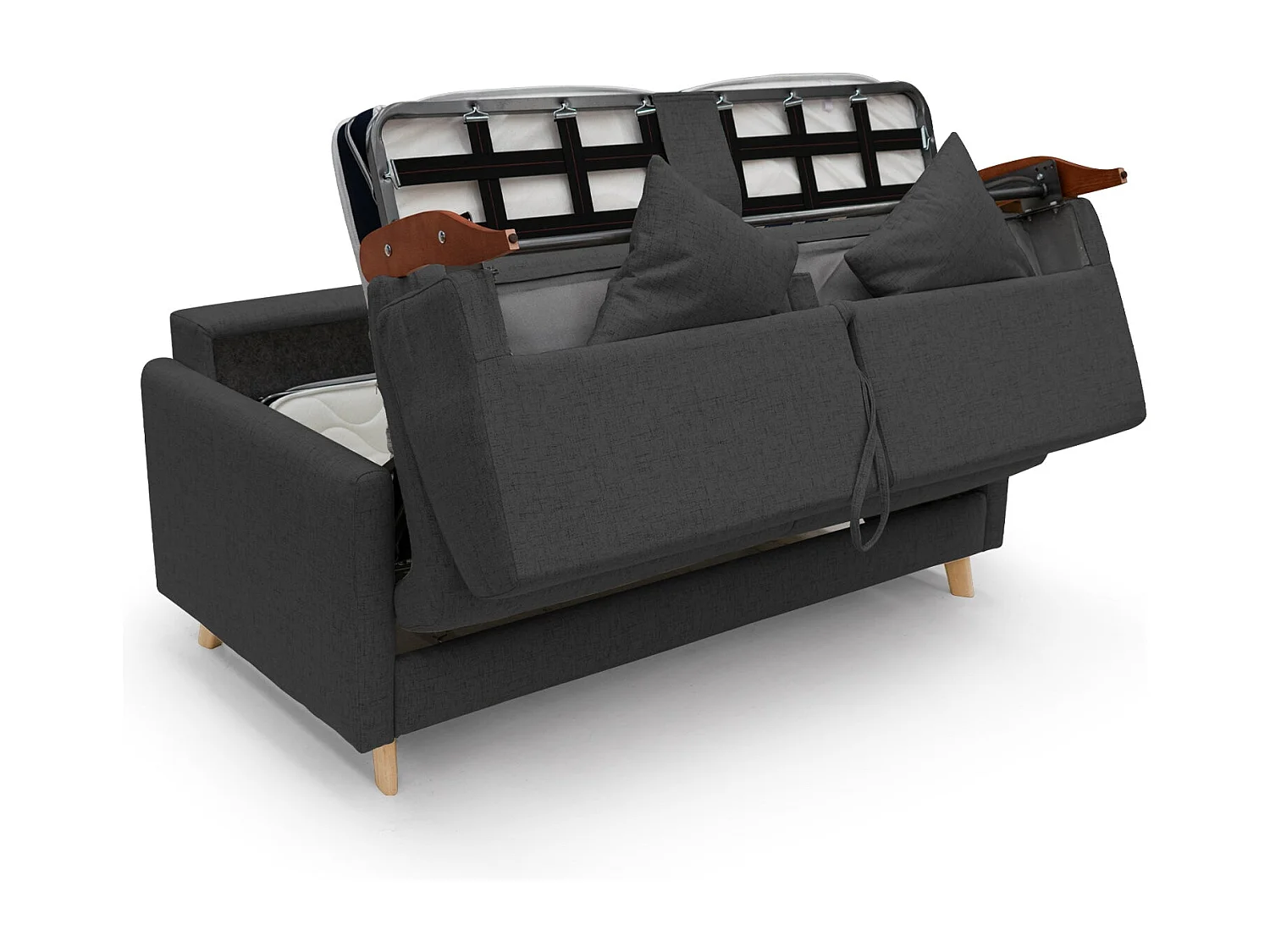 Edgar Schlafsofa aus wasserfestem felis Stoff T03 180 cm (mat. 140x197) anthrazit