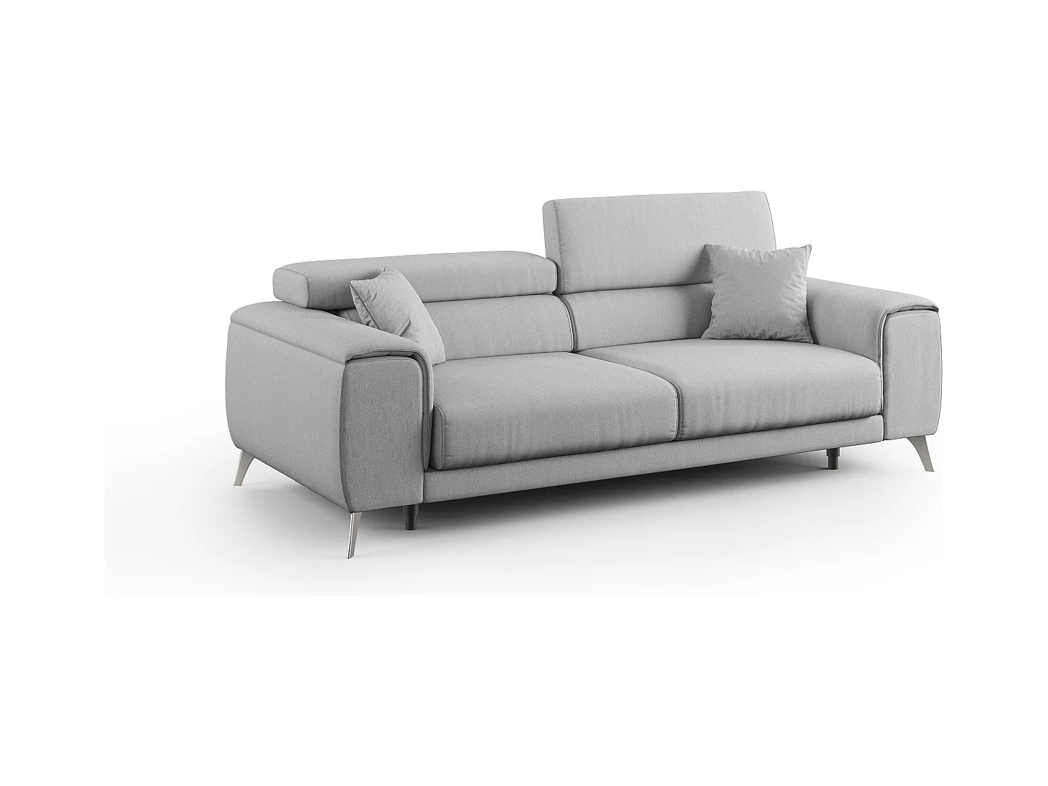 Fusion Canapé avec assises coulissantes en tissu doux antitache T05 215 cm gris