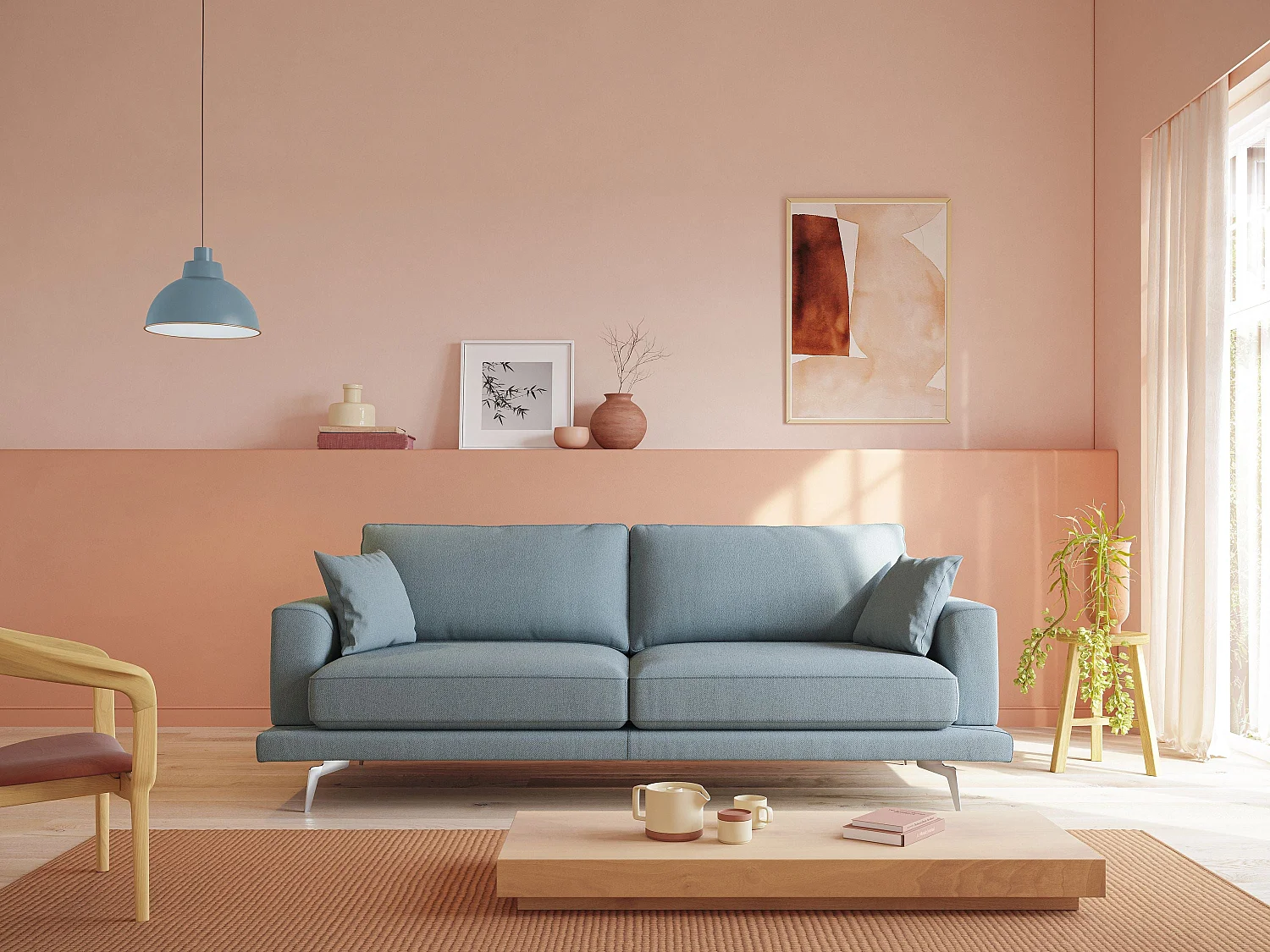 Dorian modernes Sofa aus weichem, schmutzabweisendem Stoff T05 218 cm rot