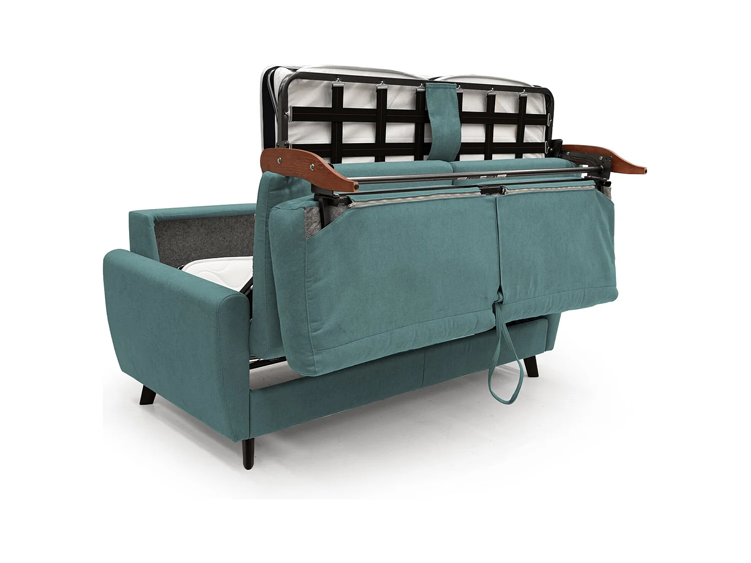 Callisto Schlafsofa aus weichem, wasserfestem Stoff T02 188 cm (mat. 140x197) petrol