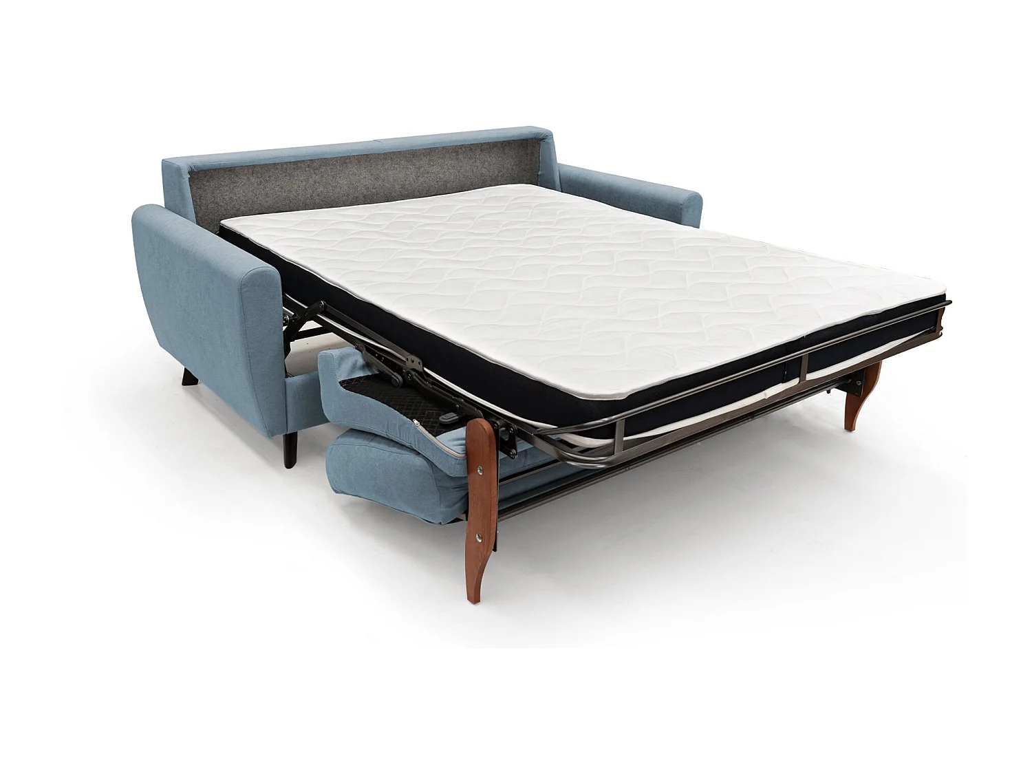 Callisto Schlafsofa aus weichem, wasserfestem Stoff T02 168 cm (mat. 120x197) baby blau