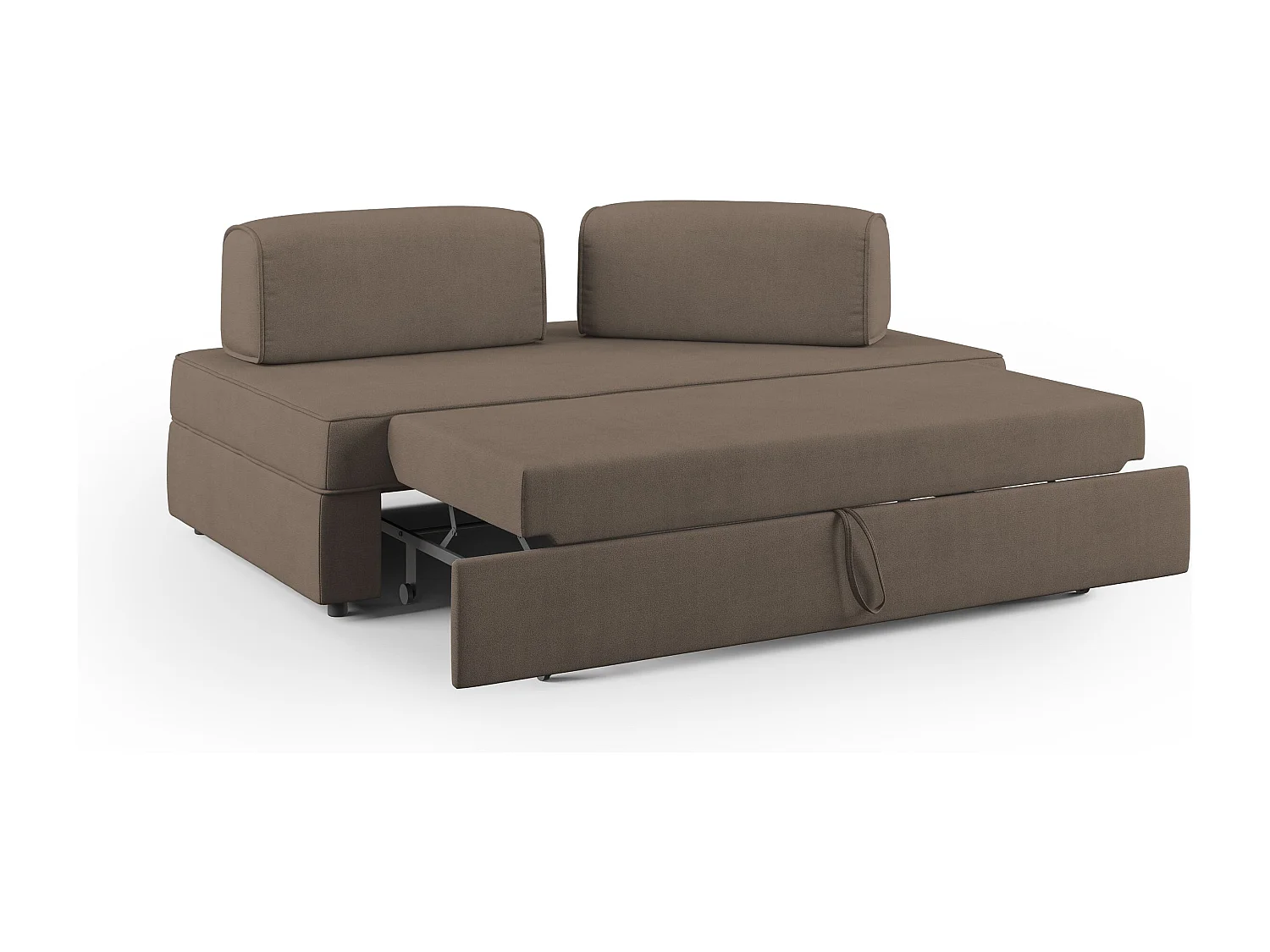 Liberty Sofa mit ausziehbarer Ottomane und beweglichen Rückenlehnen aus weichem wasserfestem Stoff T02 160 cm braun