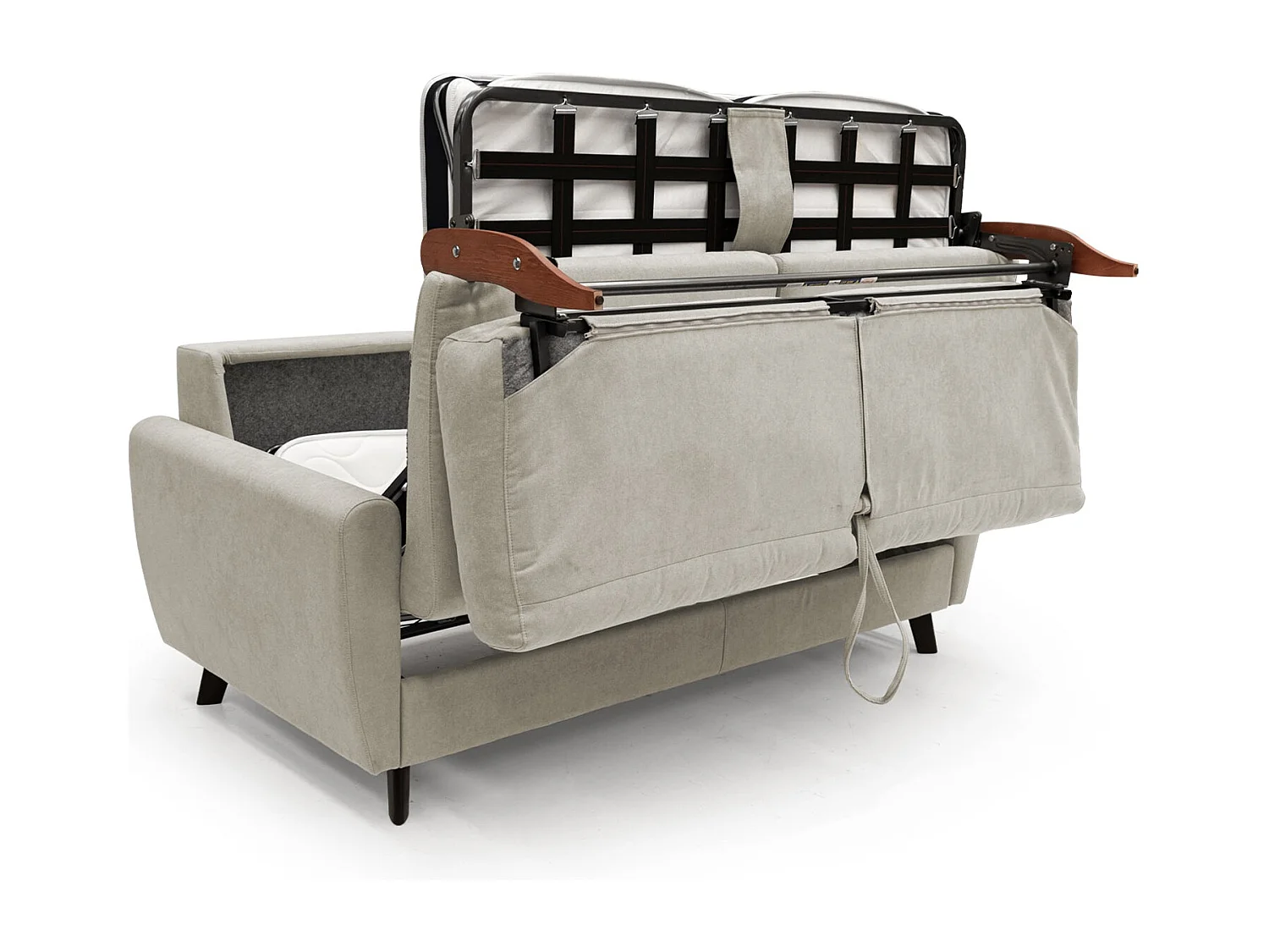 Callisto Sofá cama convertible de tela suave e impermeable 168 cm (mat. 120x197) Crema