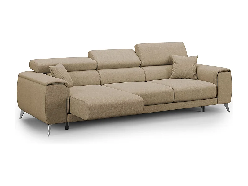 Fusion Sofa mit 3 Schiebesitzen aus abwaschbarem Stoff T05 260 cm beige