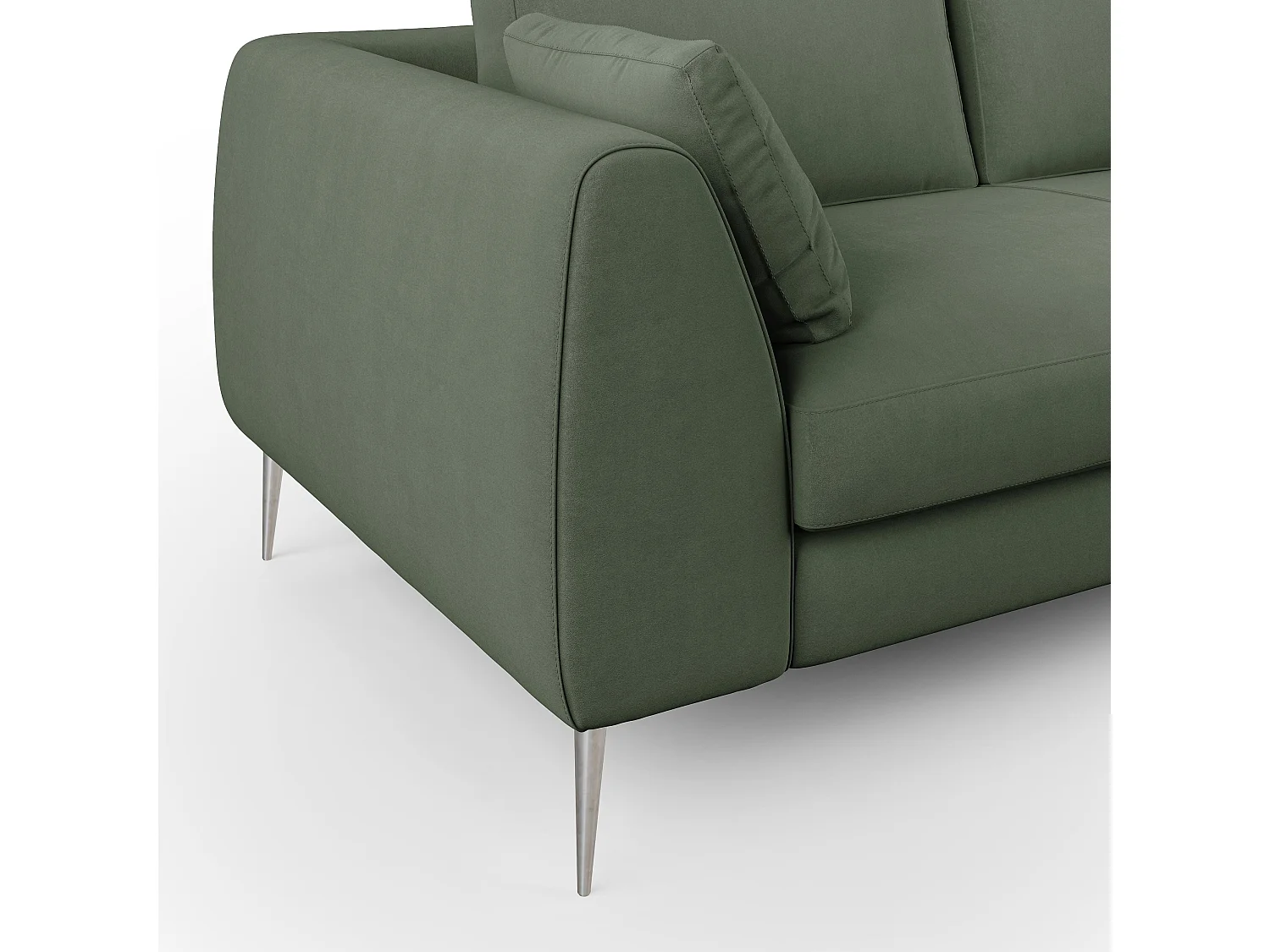 Plano modernes Sofa aus abwaschbarer technischer Mikrofaser T11 176 cm grün