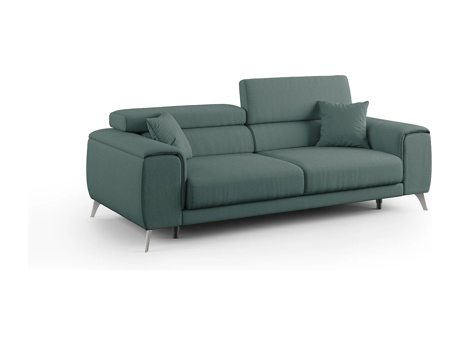 Fusion Sofá con asientos deslizantes en tela suave antimanchas 185 cm Verde