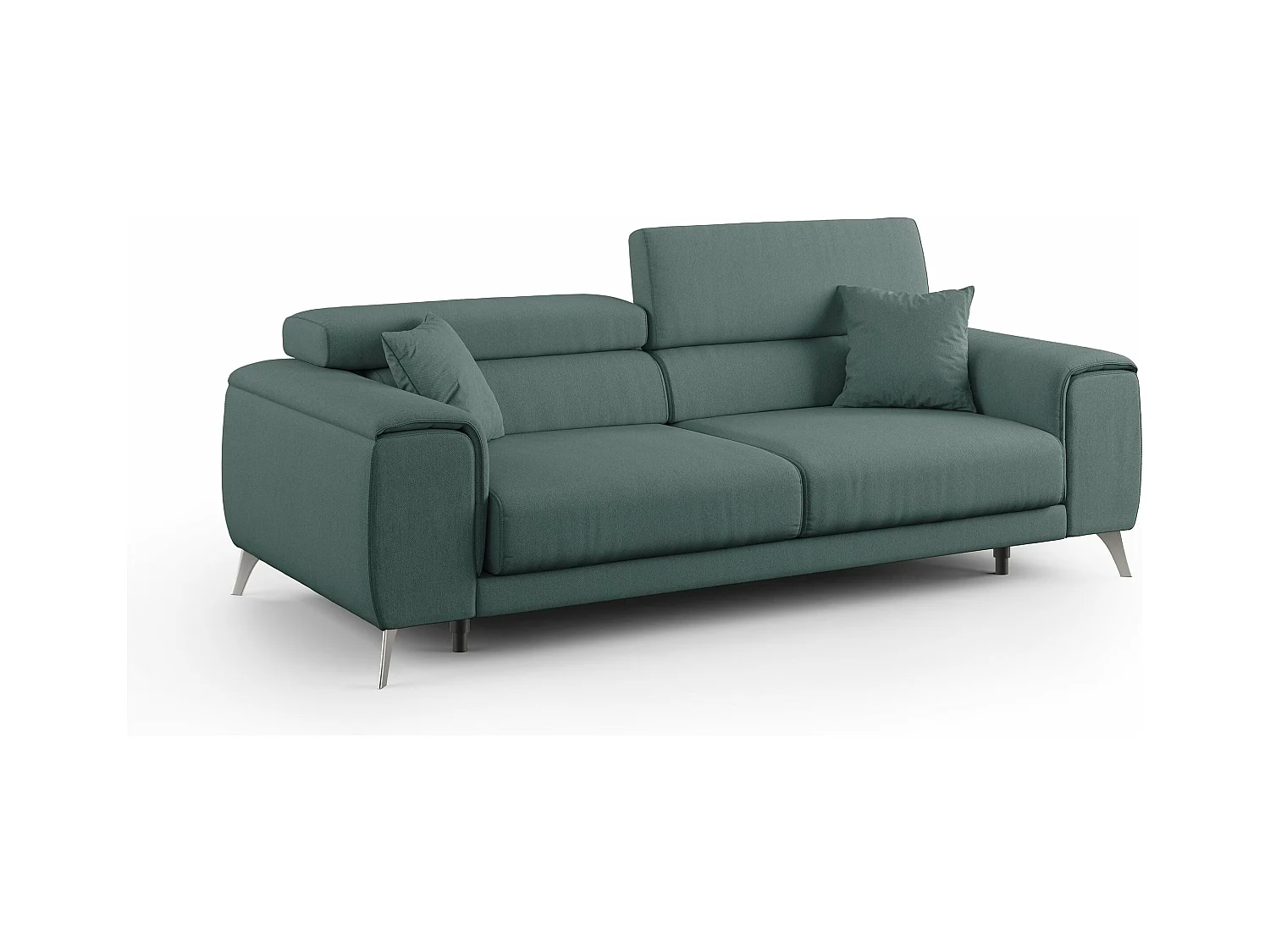 Fusion Canapé avec assises coulissantes en tissu doux antitache T05 185 cm vert