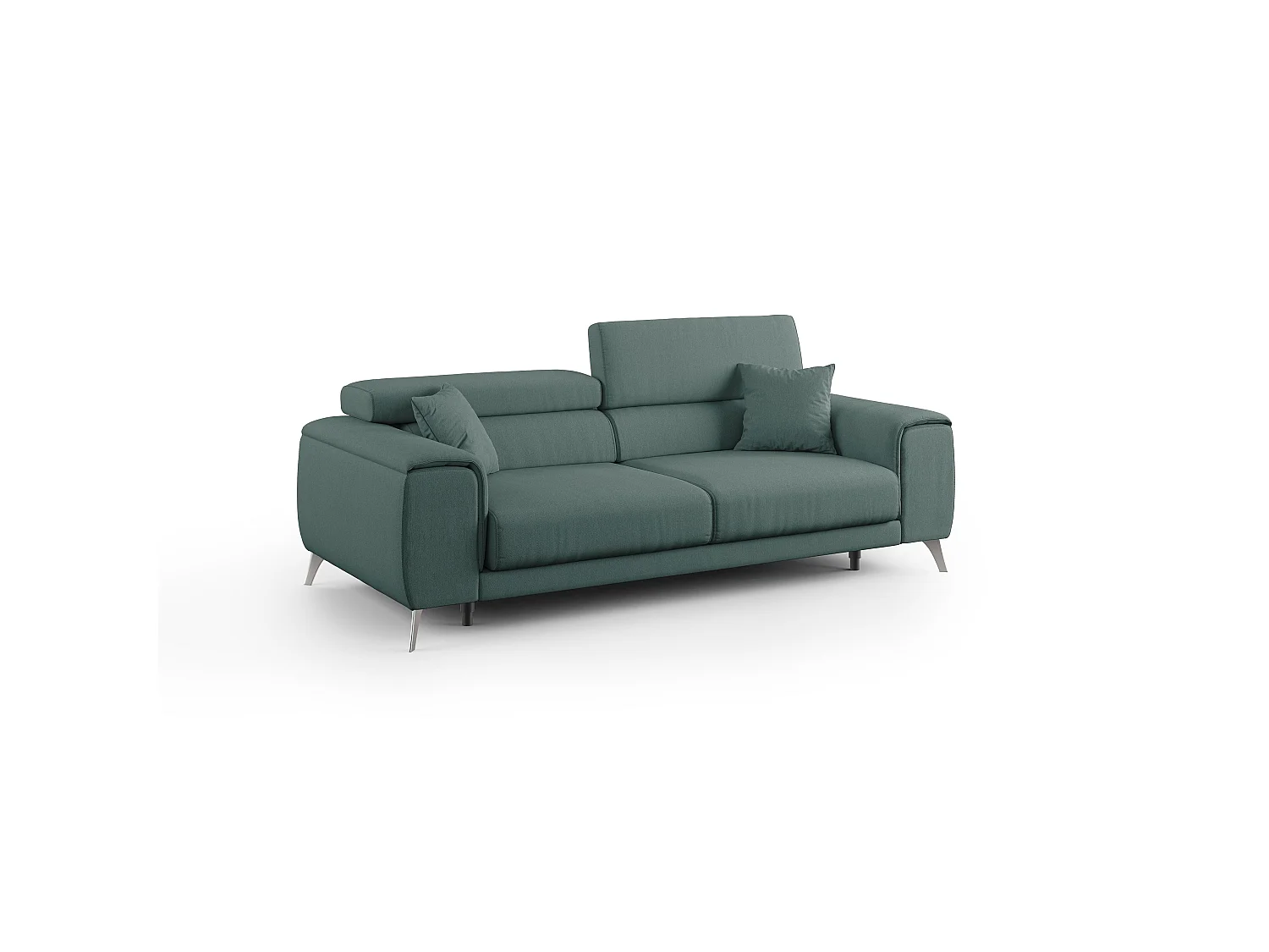 Fusion Sofa mit Schiebesitzen aus abwaschbarem Stoff T05 185 cm grün