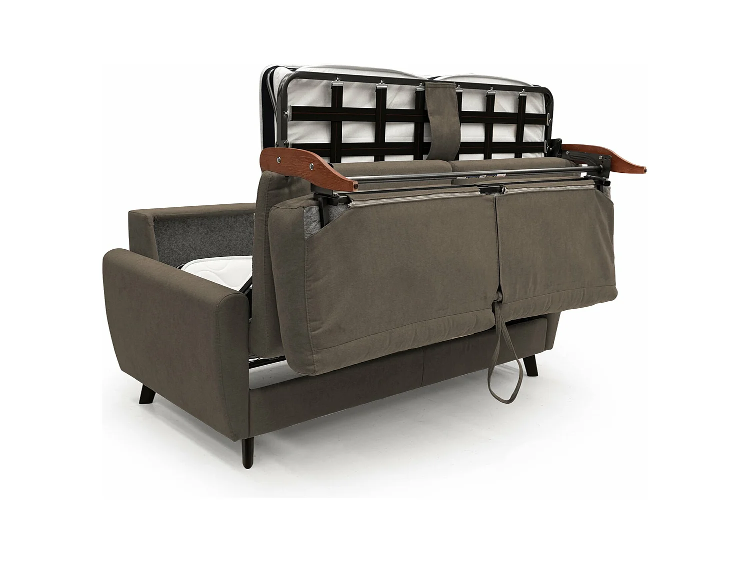 Callisto Schlafsofa aus weichem, wasserfestem Stoff T02 168 cm (mat. 120x197) braun