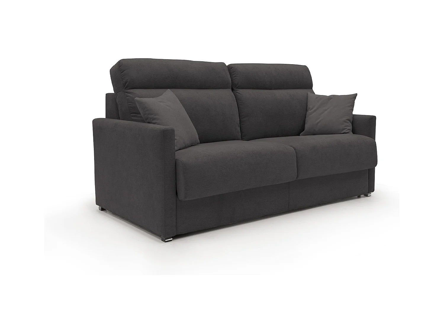 Margot Schlafsofa mit hoher weicher Rückenlehne aus Stoff T02 196 cm (mat. 160x197) schwarz