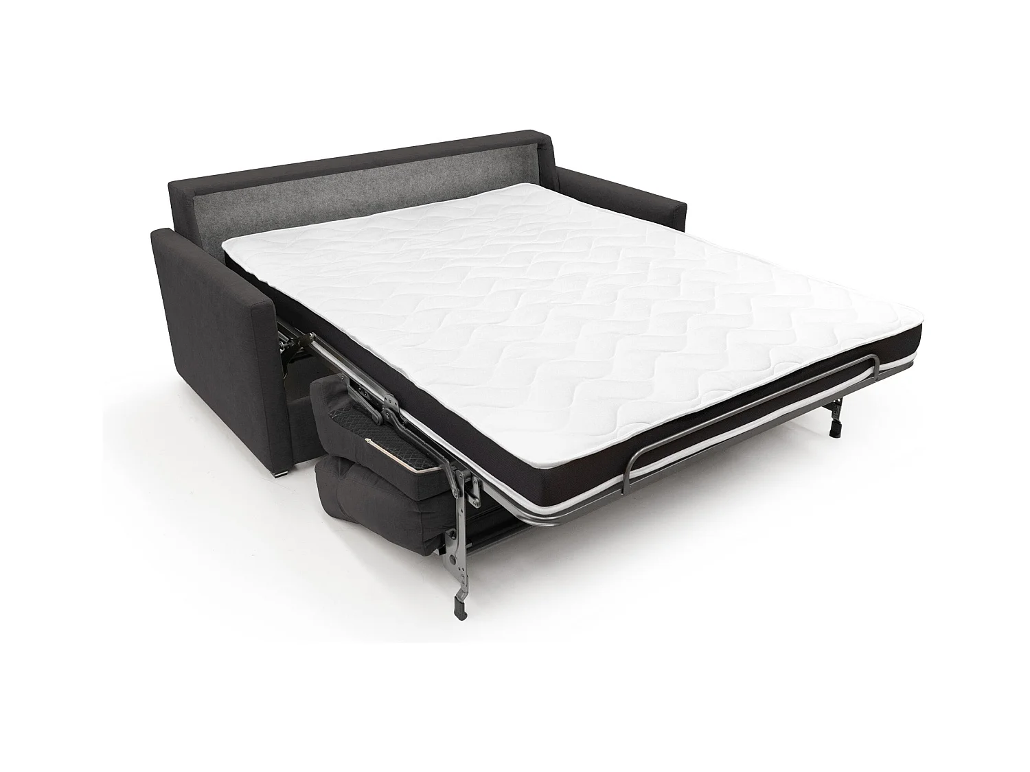 Margot Schlafsofa mit hoher weicher Rückenlehne aus Stoff T02 196 cm (mat. 160x197) schwarz