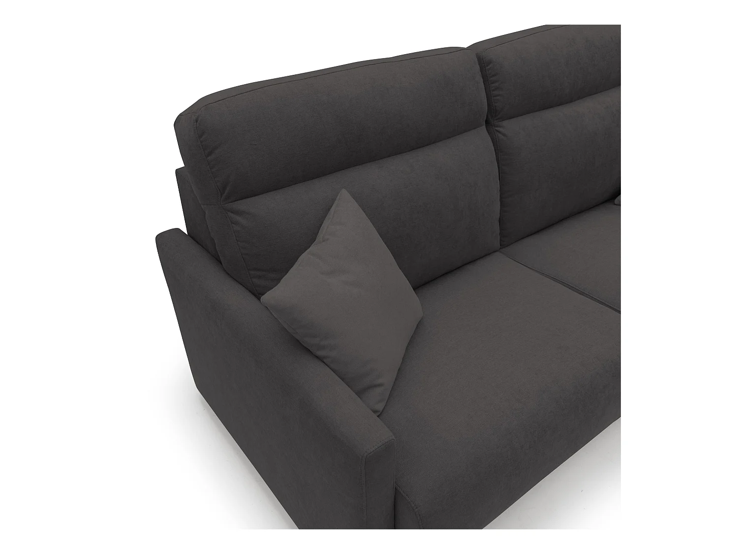 Margot Schlafsofa mit hoher weicher Rückenlehne aus Stoff T02 196 cm (mat. 160x197) schwarz