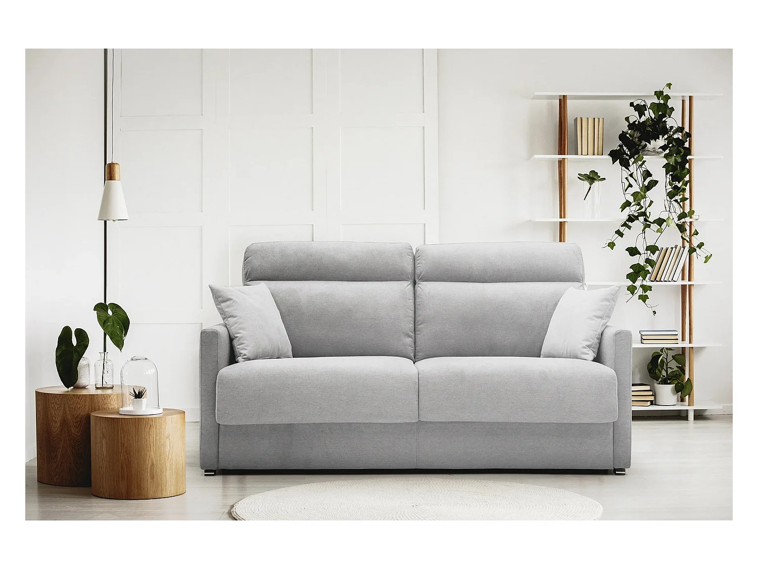 Margot Schlafsofa mit hoher weicher Rückenlehne aus Stoff T02 196 cm (mat. 160x197) schwarz