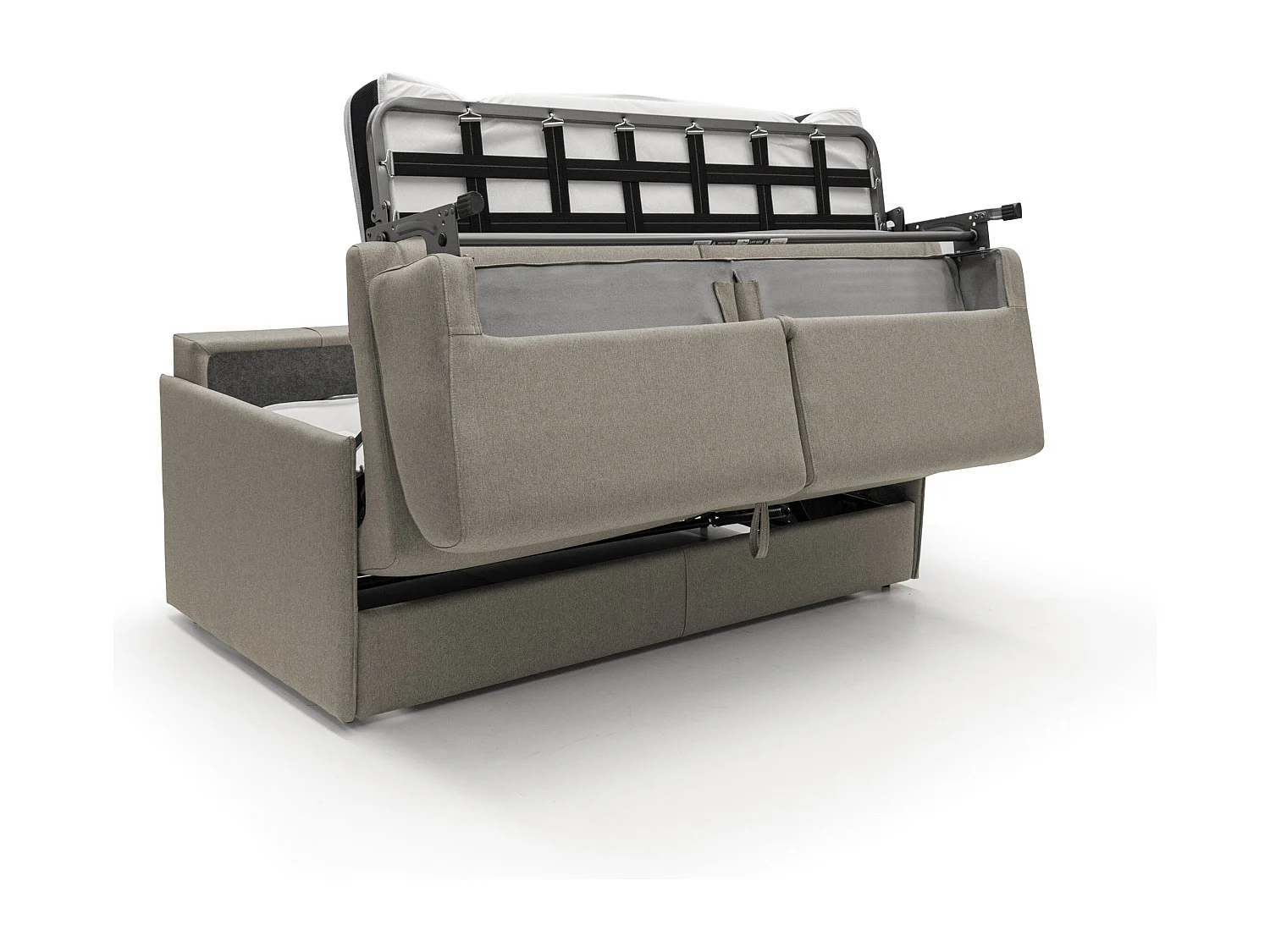 Evans Sofá cama convertible en tela impermeable 169 cm (mat. 140x197) Taupe