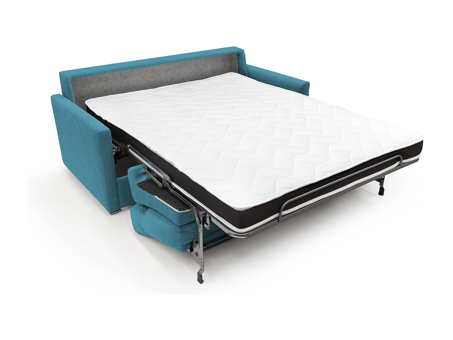 Margot Sofá cama convertible en tela suave impermeable 176 cm (mat. 140x197) Azul Claro