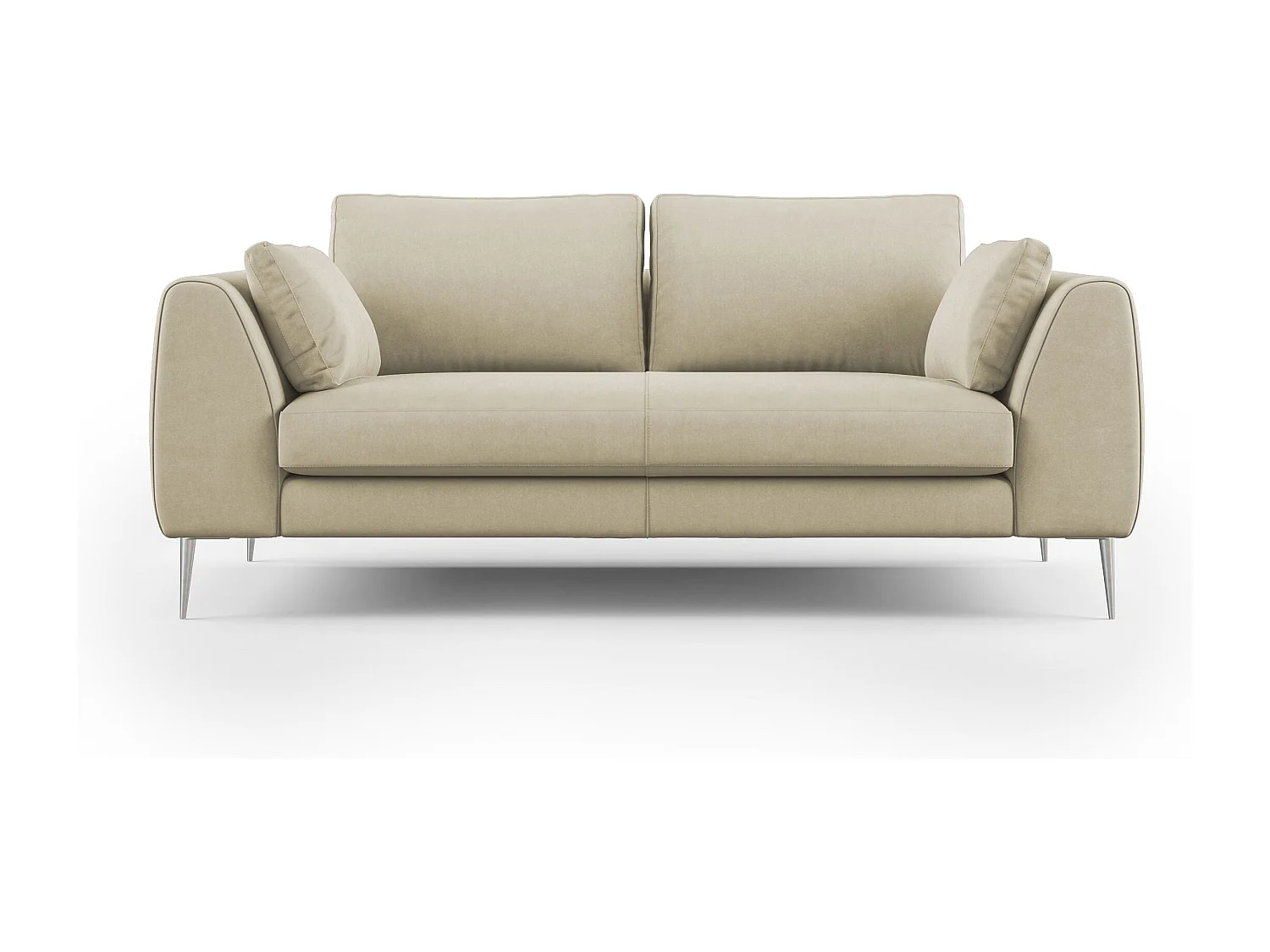Plano modernes Sofa aus abwaschbarer technischer Mikrofaser T11 196 cm creme