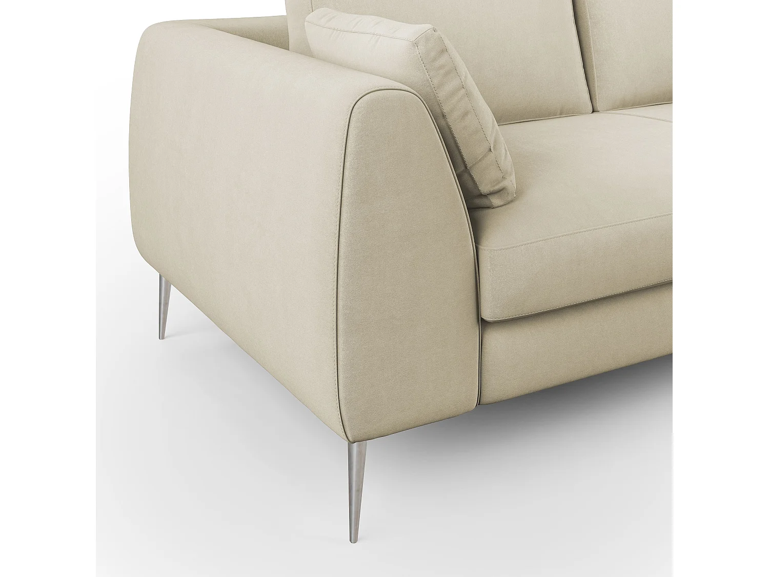 Plano modernes Sofa aus abwaschbarer technischer Mikrofaser T11 196 cm creme