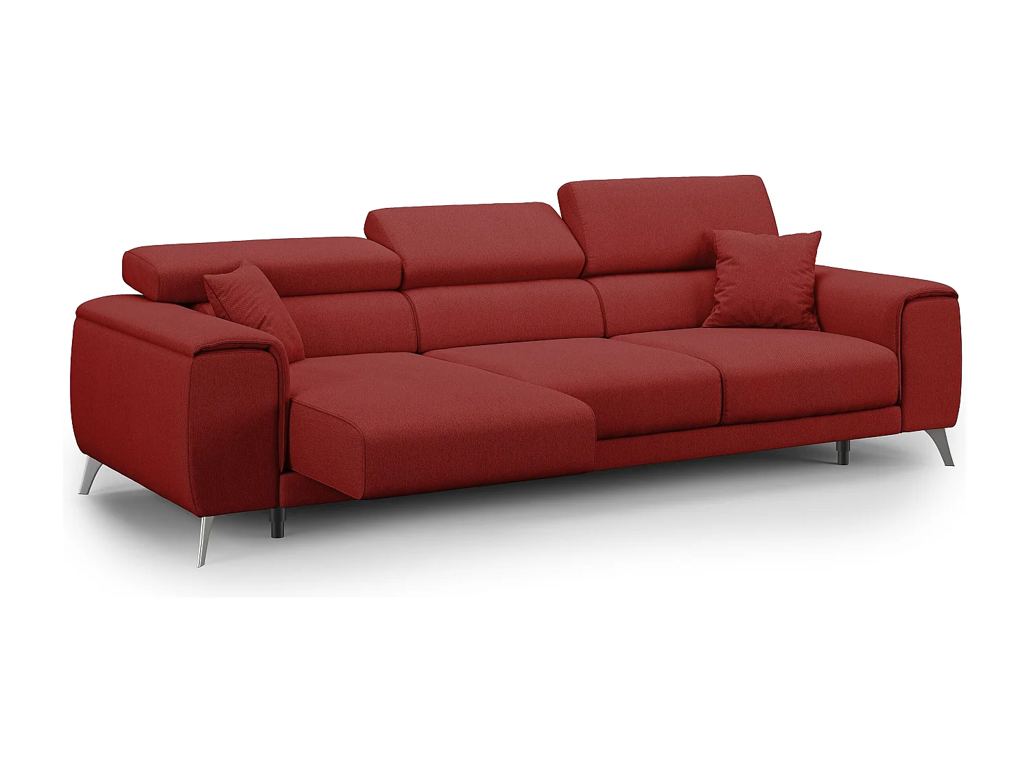 Fusion Canapé avec 3 assises coulissantes en tissu doux antitache T05 260 cm rouge