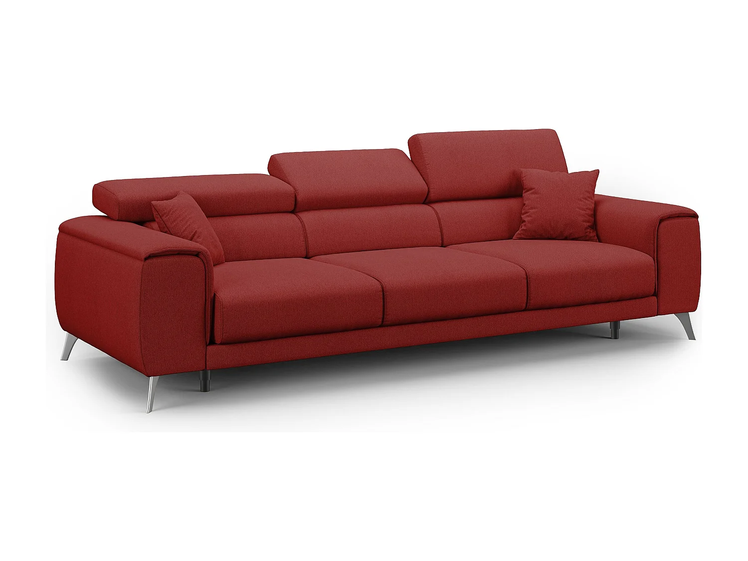 Fusion Sofá con asientos deslizantes en tela suave antimanchas 260 cm Rojo