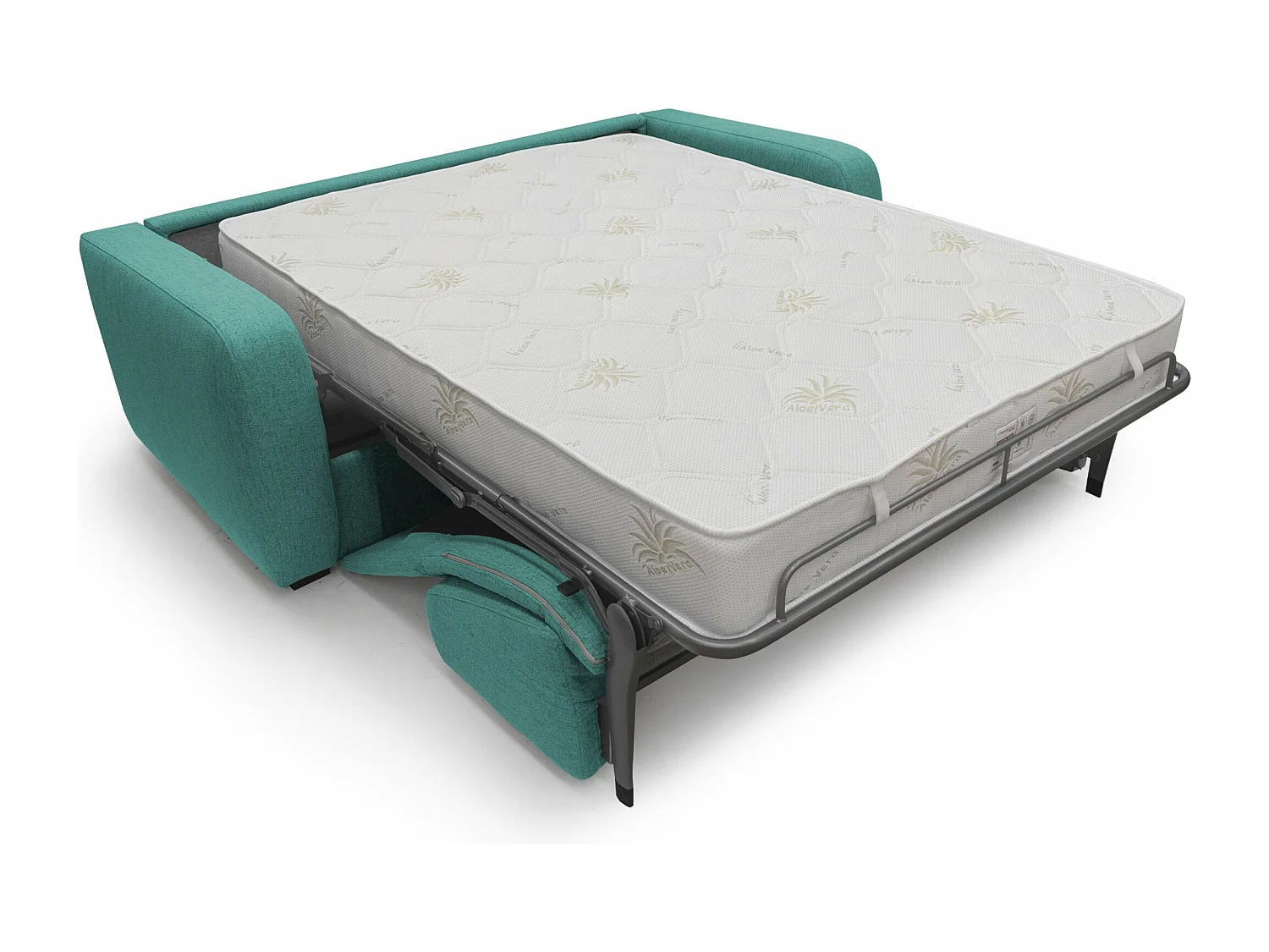 Duna Schlafsofa mit 20 cm Matratze aus wasserfestem Stoff T03 195 cm (mat. 140x197) grün