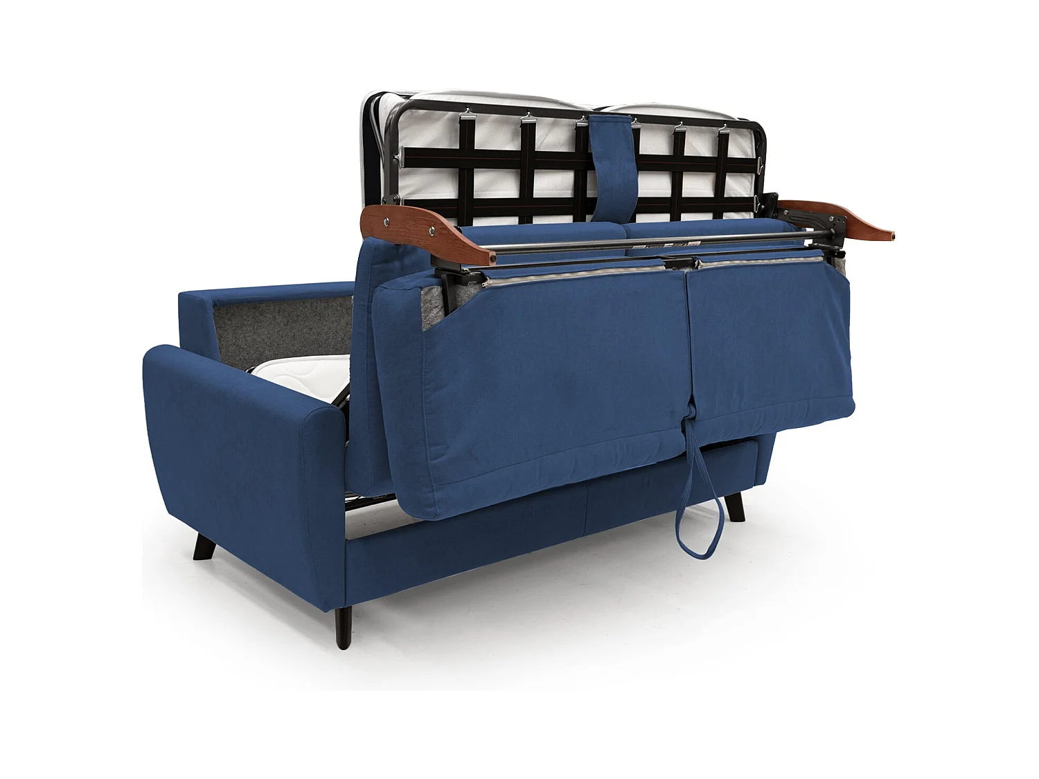 Callisto Schlafsofa aus weichem, wasserfestem Stoff T02 168 cm (mat. 120x197) blau