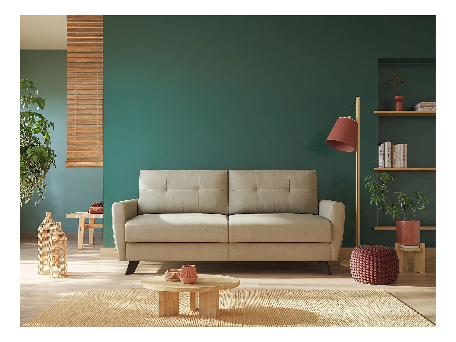 Callisto Schlafsofa aus weichem, wasserfestem Stoff T02 168 cm (mat. 120x197) blau