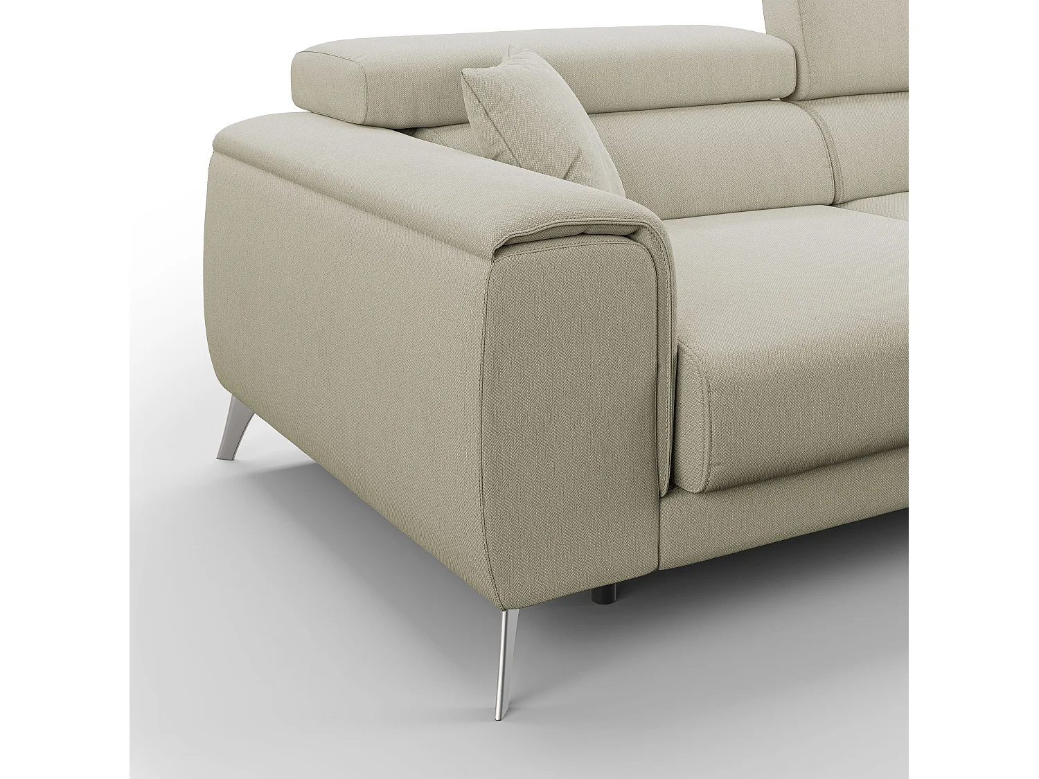 Fusion Sofá con asientos deslizantes en tela suave antimanchas 215 cm Crema