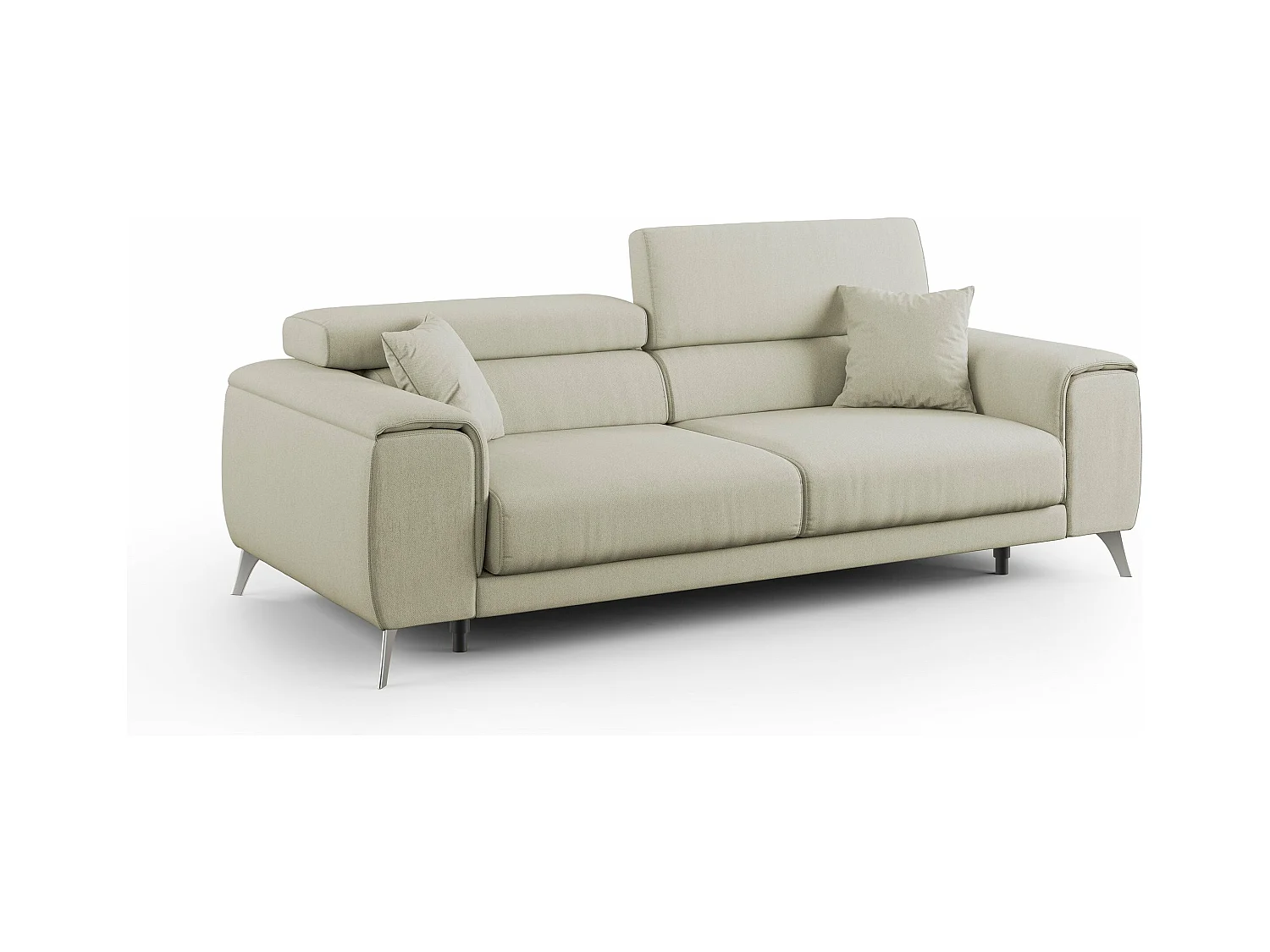 Fusion Canapé avec assises coulissantes en tissu doux antitache T05 215 cm creme