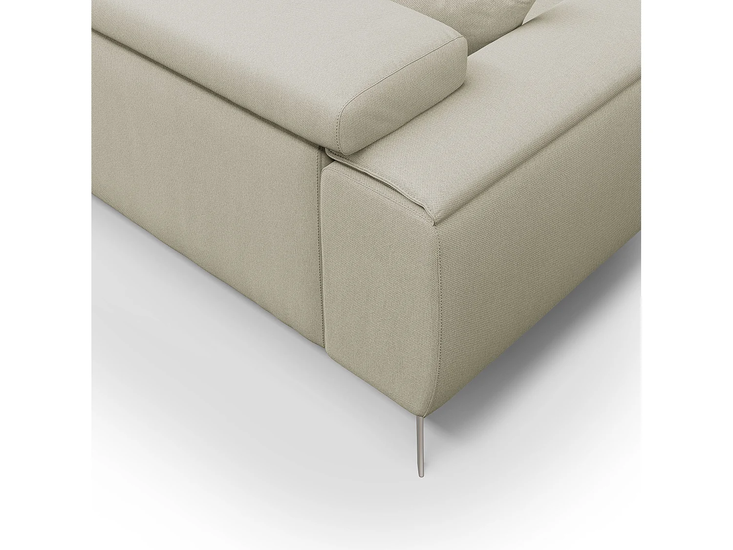 Fusion Sofá con asientos deslizantes en tela suave antimanchas 215 cm Crema