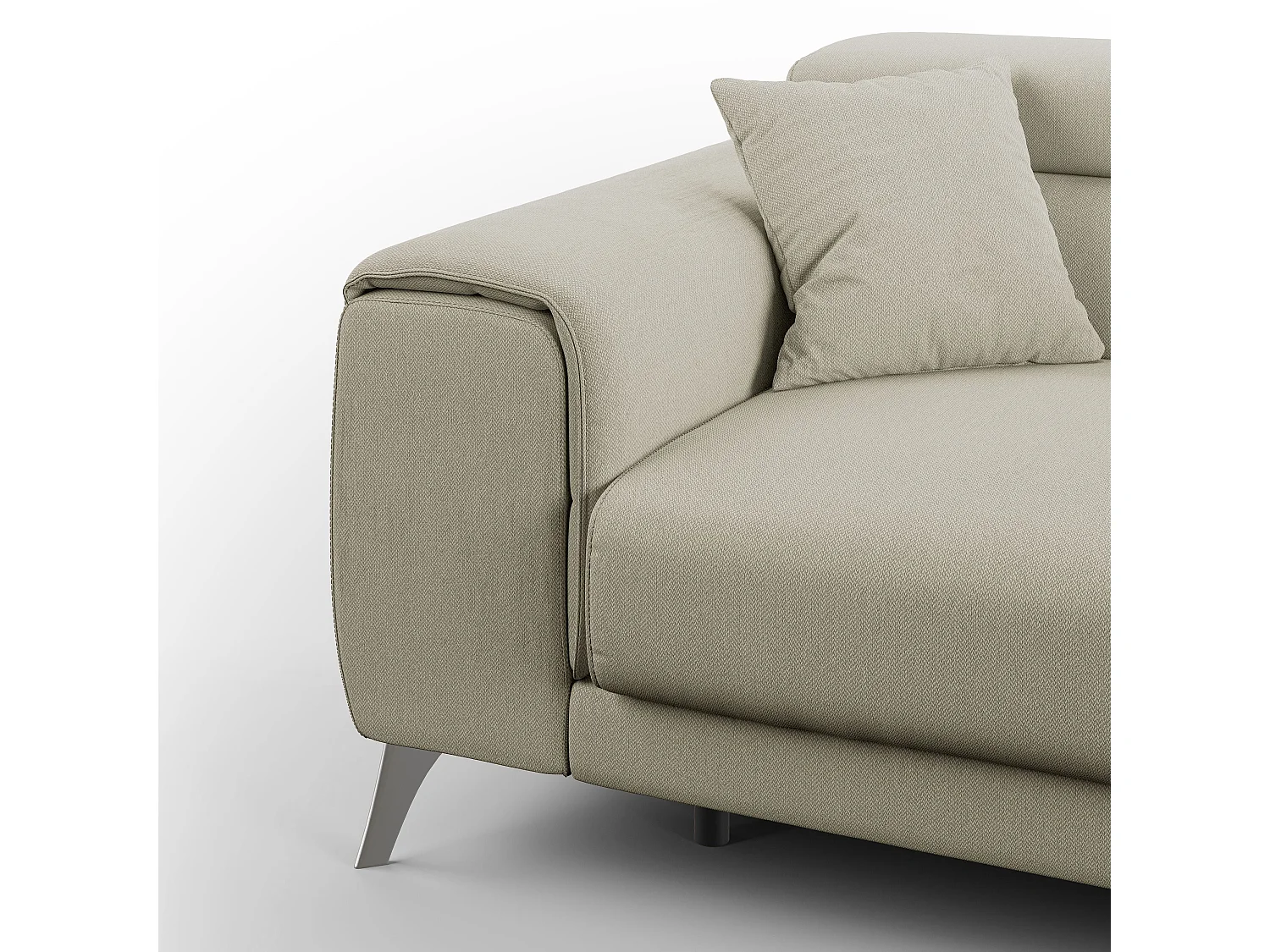 Fusion Sofá con asientos deslizantes en tela suave antimanchas 215 cm Crema