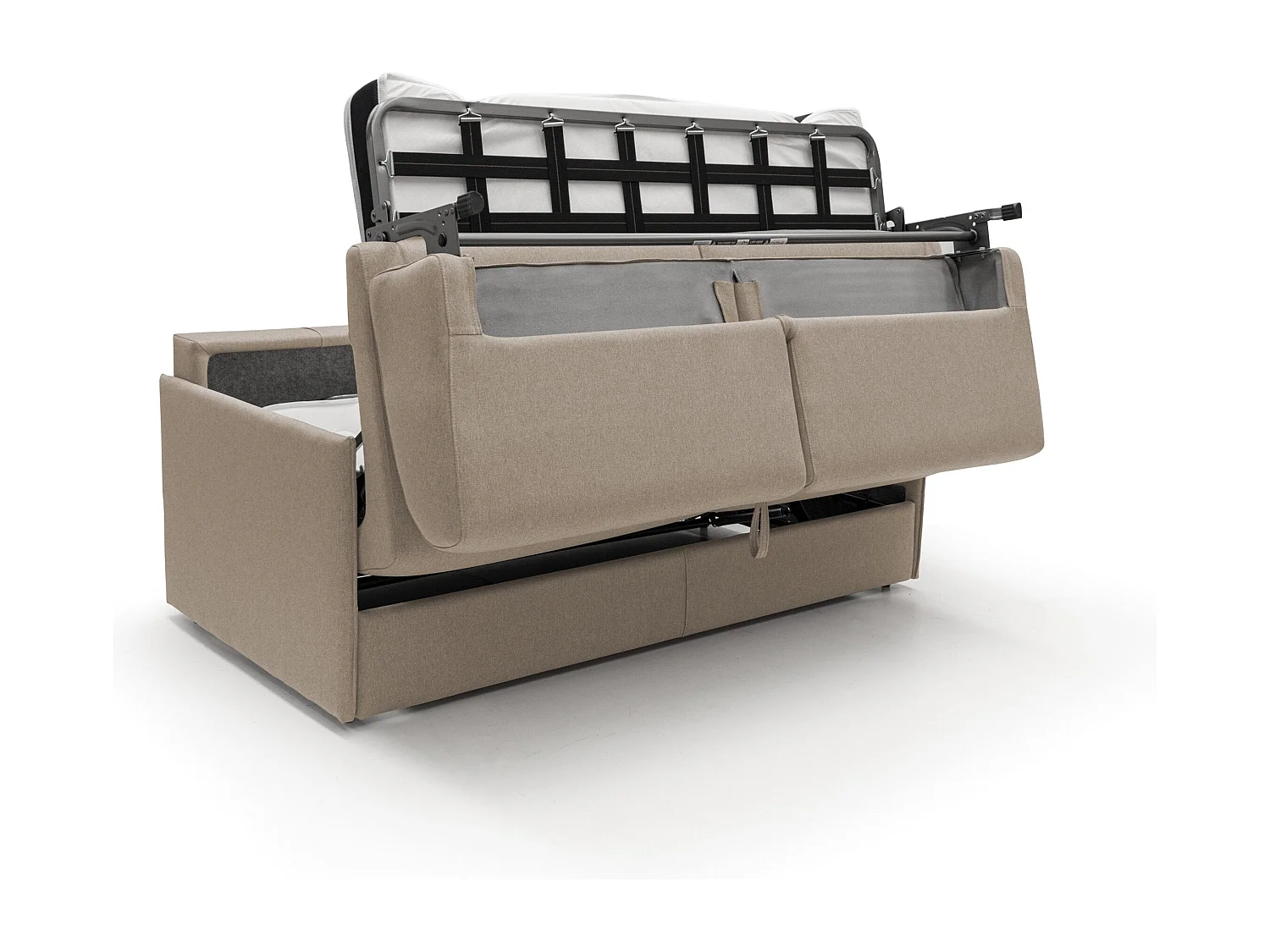 Evans Sofá cama convertible en tela impermeable 149 cm (mat. 120x197) Beige