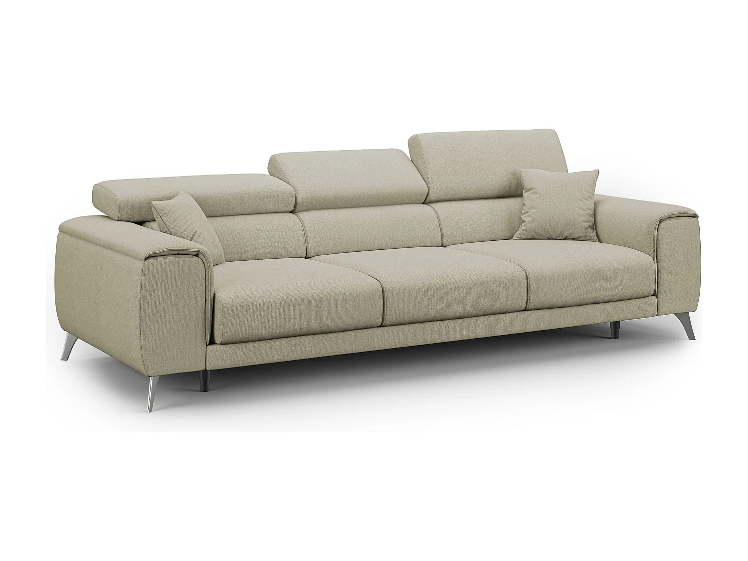Fusion Sofa mit 3 Schiebesitzen aus abwaschbarem Stoff T05 260 cm creme