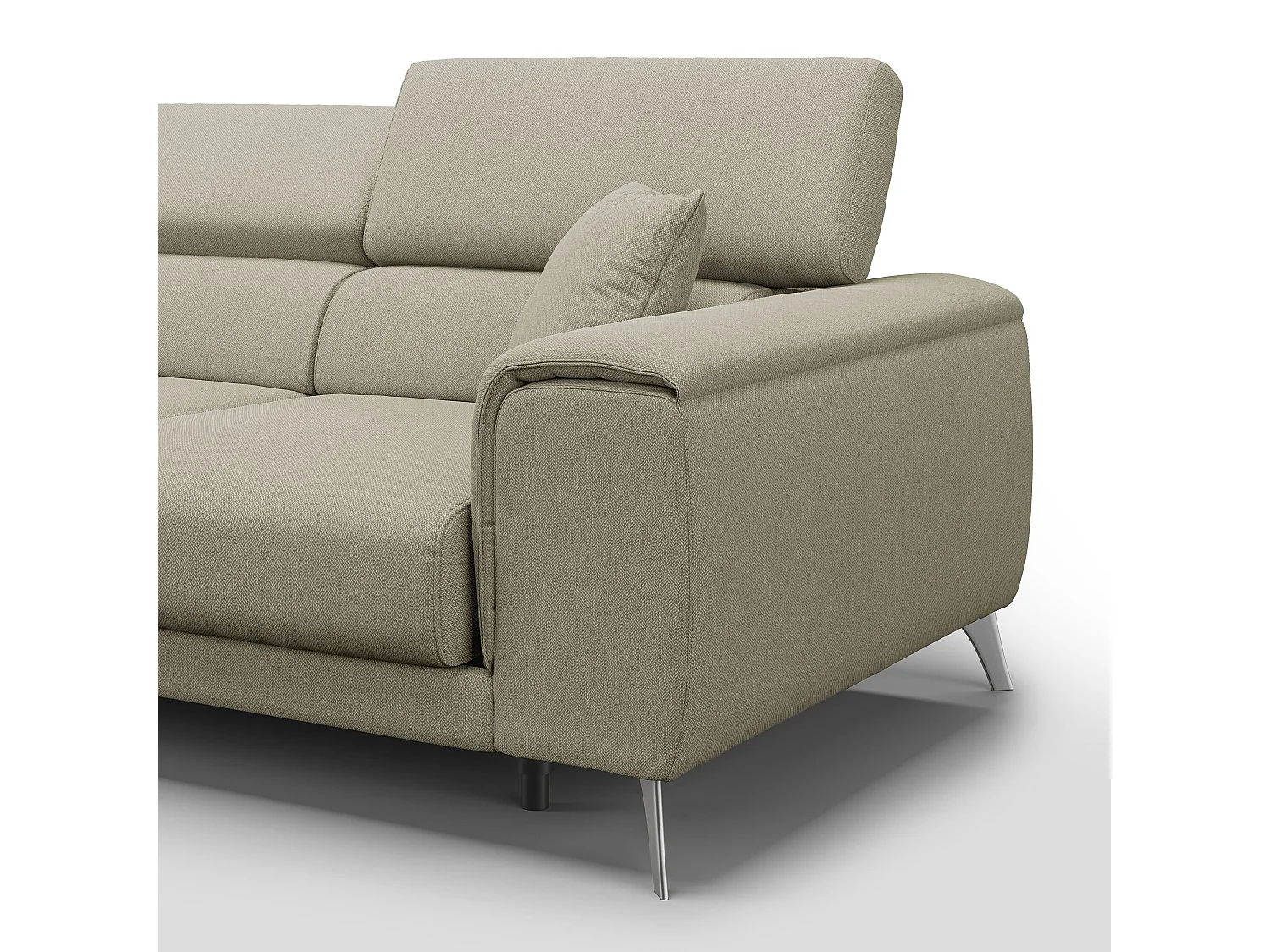 Fusion Sofa mit 3 Schiebesitzen aus abwaschbarem Stoff T05 260 cm creme