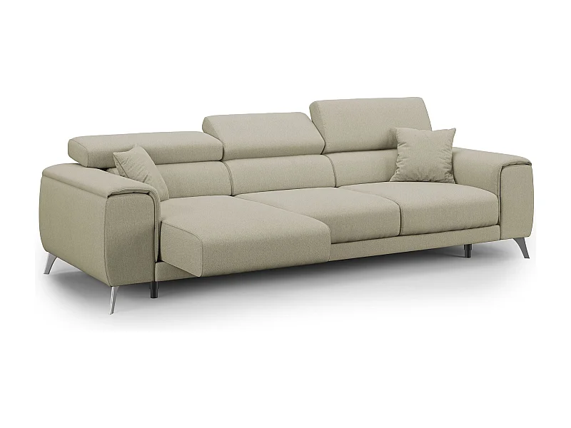 Fusion Divano con 3 sedute allungabili in tessuto smacchiabile T05 260 cm panna