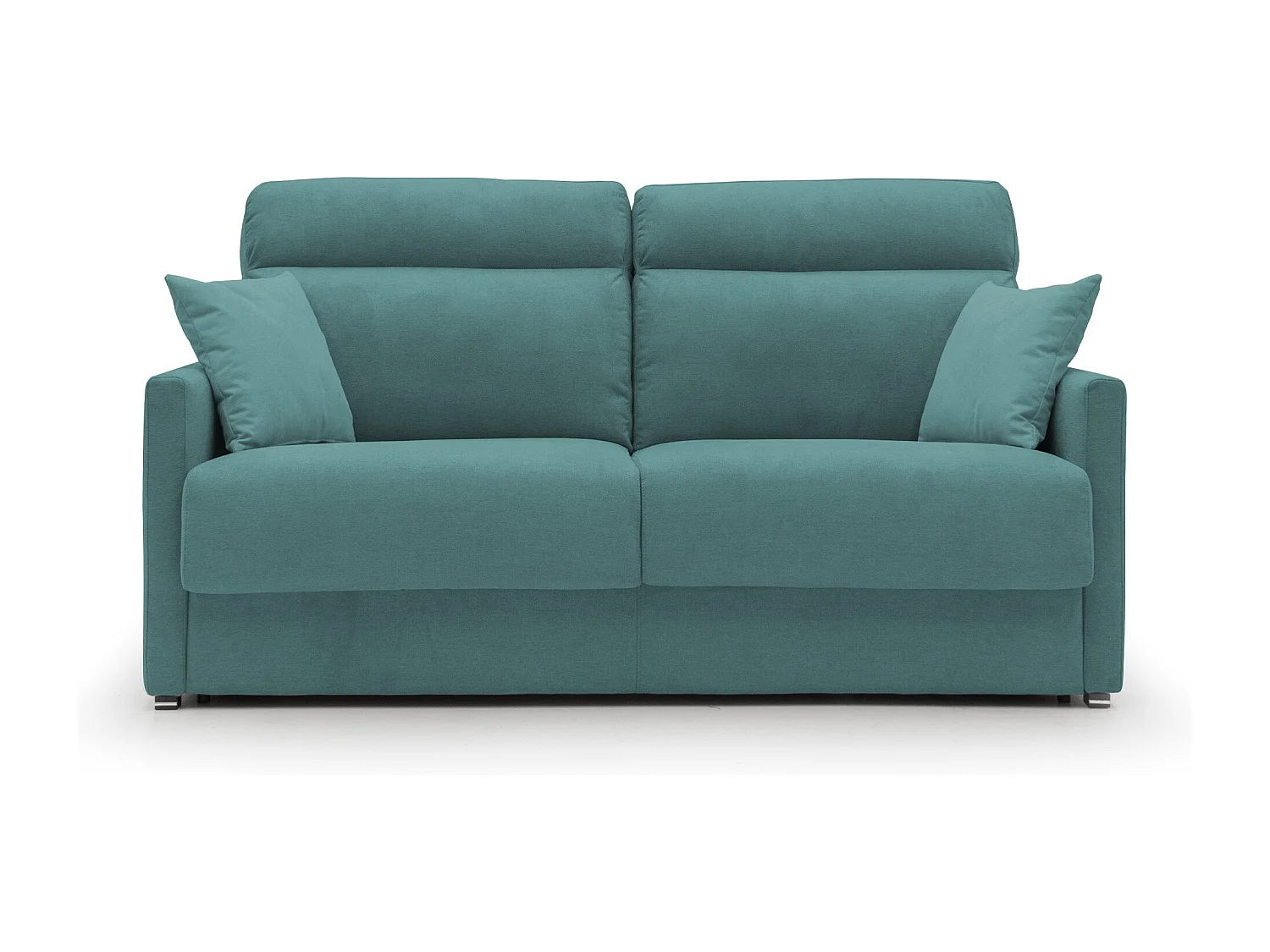 Margot Divano letto matrimoniale con schienale morbido alto in tessuto T02 196 cm (mat. 160x197) petrolio