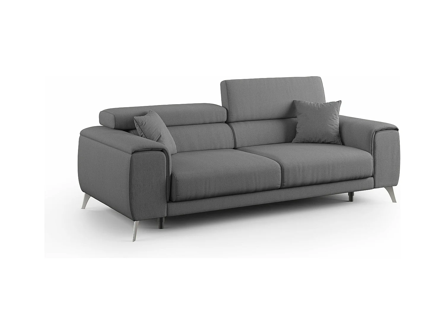 Fusion Canapé avec assises coulissantes en tissu doux antitache T05 215 cm anthracite