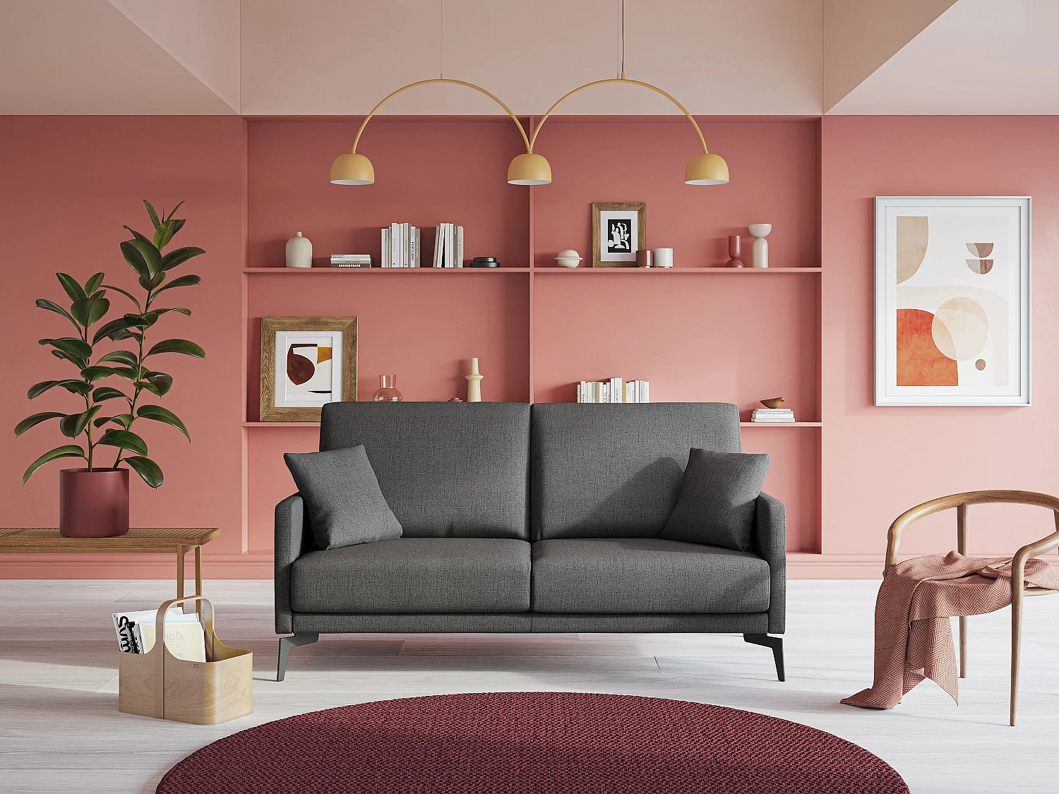 Saturno modernes Sofa aus weichem wasserfestem Stoff T03 180 cm hellgrau