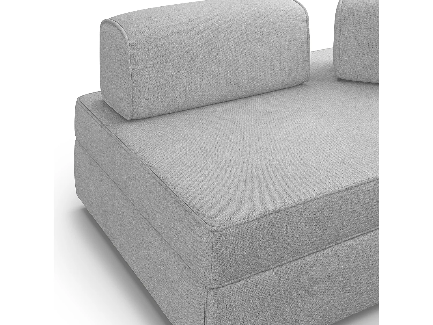 Liberty Divano con pouf estraibile e schienali movibili in tessuto morbido impermeabile T02 160 cm grigio chiaro