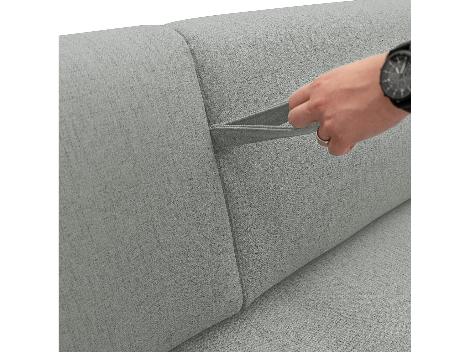 Duna Schlafsofa mit 20 cm Matratze aus wasserfestem Stoff T03 195 cm (mat. 140x197) hellgrau